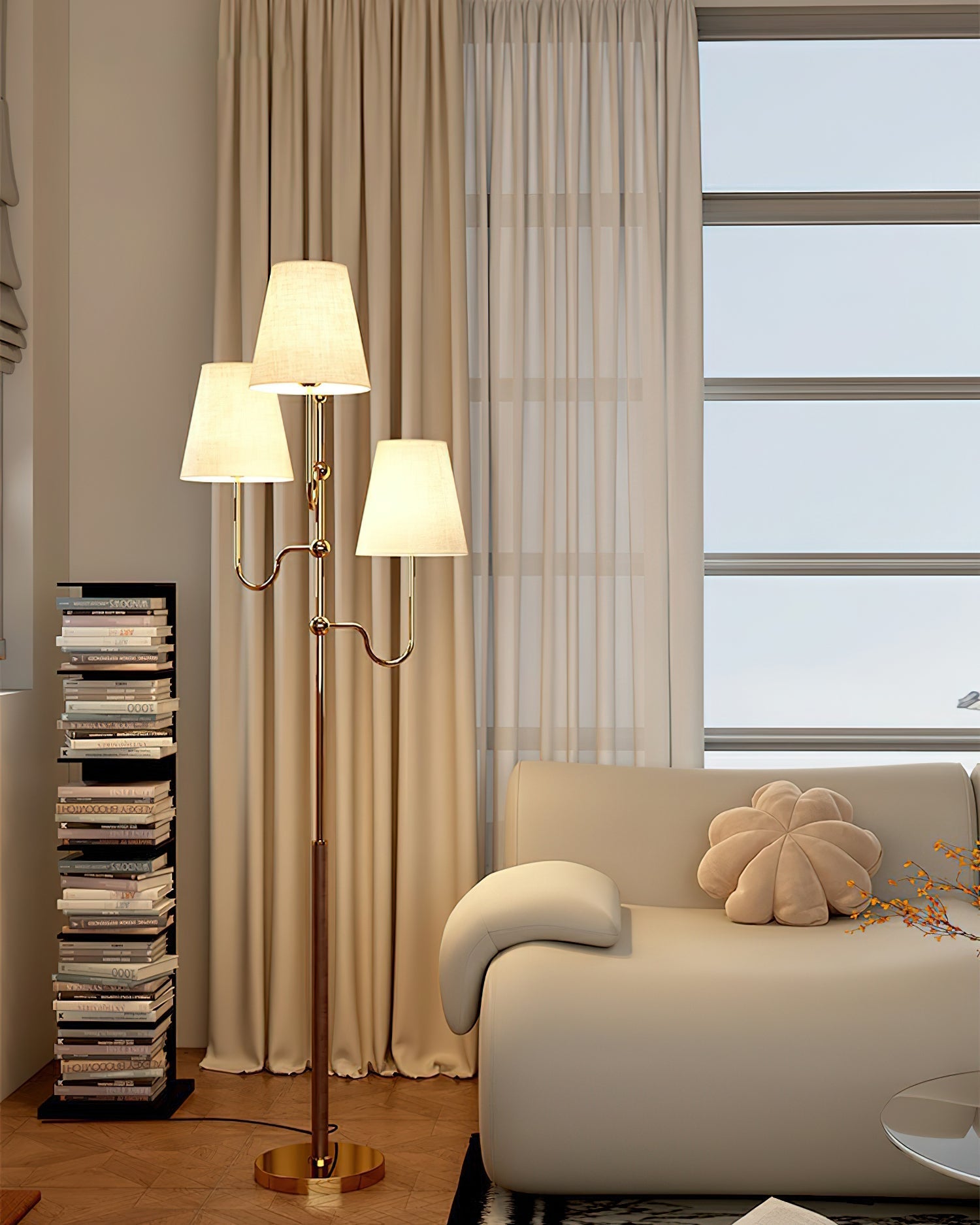 Vevenq Floor Lamp Cloth Shade-Neutral Decor