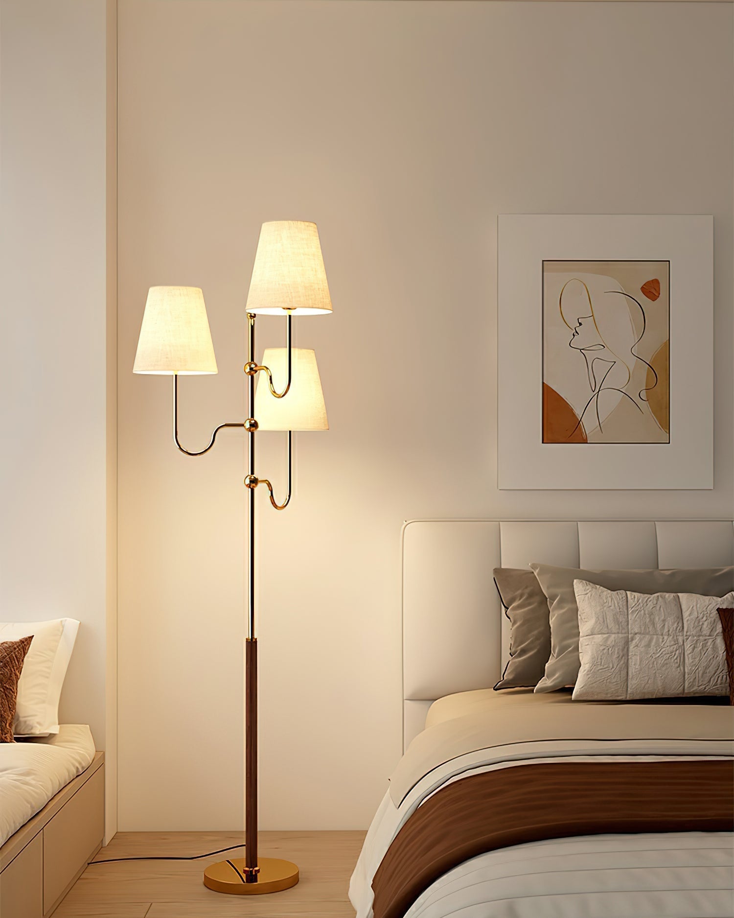 Vevenq Floor Lamp Cloth Shade-Neutral Decor