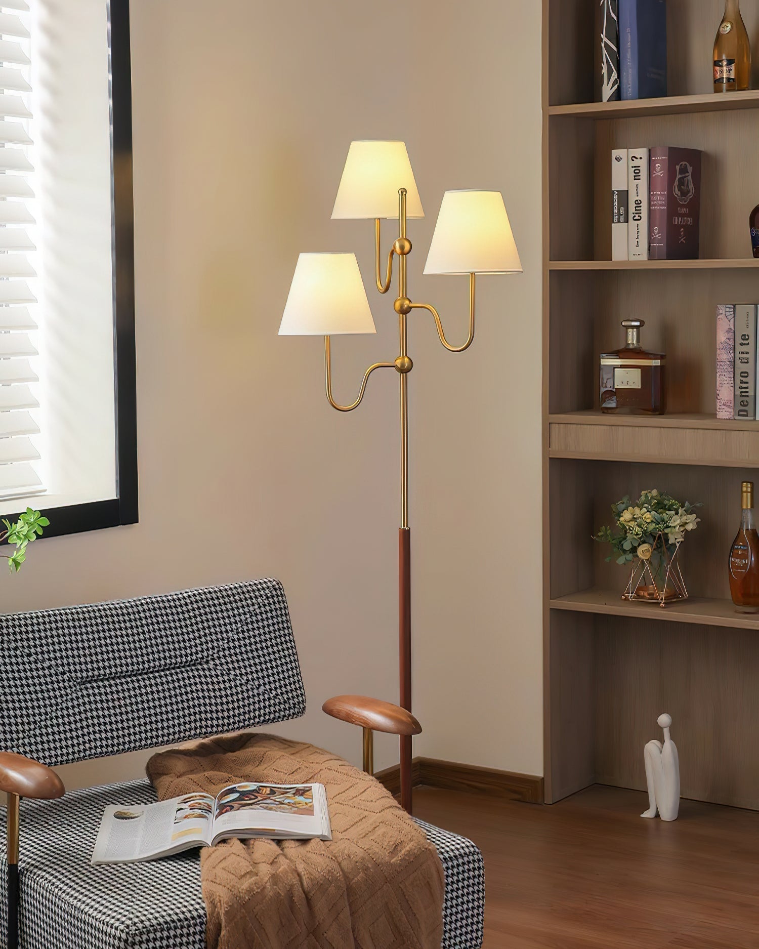 Vevenq Floor Lamp Cloth Shade-Neutral Decor