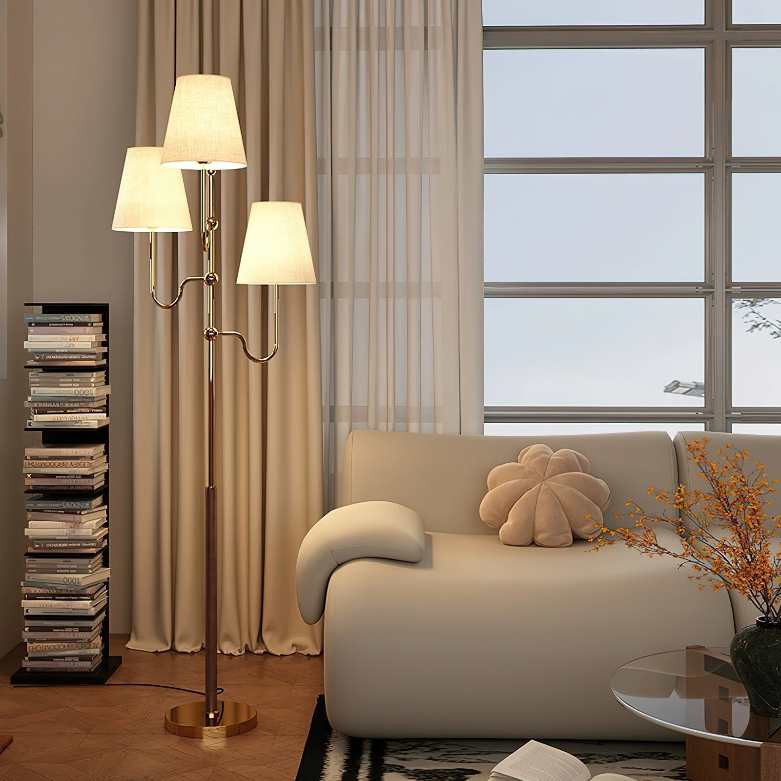 Vevenq Floor Lamp Cloth Shade-Neutral Decor