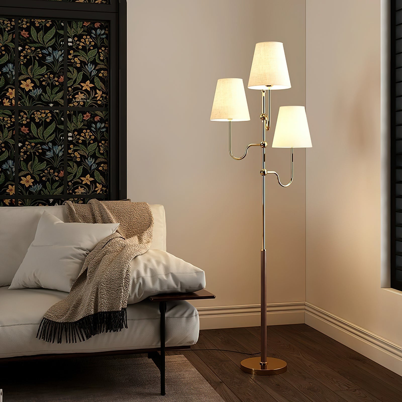 Vevenq Floor Lamp Cloth Shade-Neutral Decor
