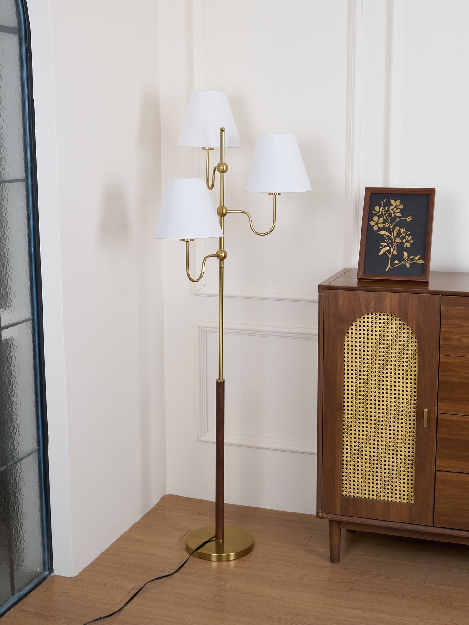 Vevenq Floor Lamp Cloth Shade-Neutral Decor