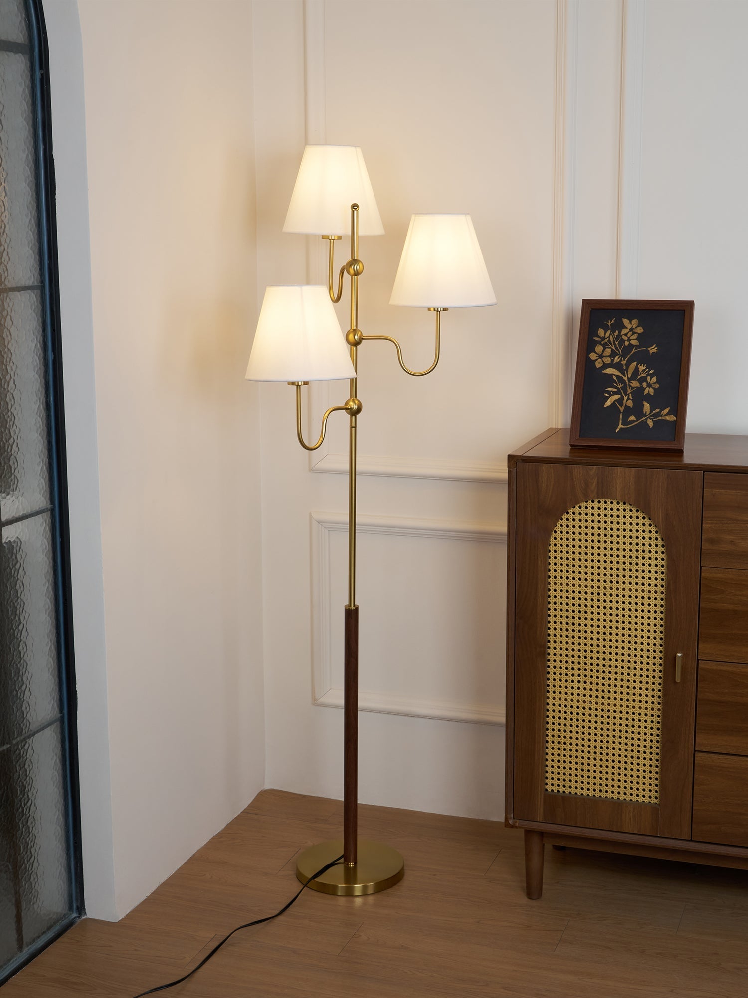 Vevenq Floor Lamp Cloth Shade-Neutral Decor
