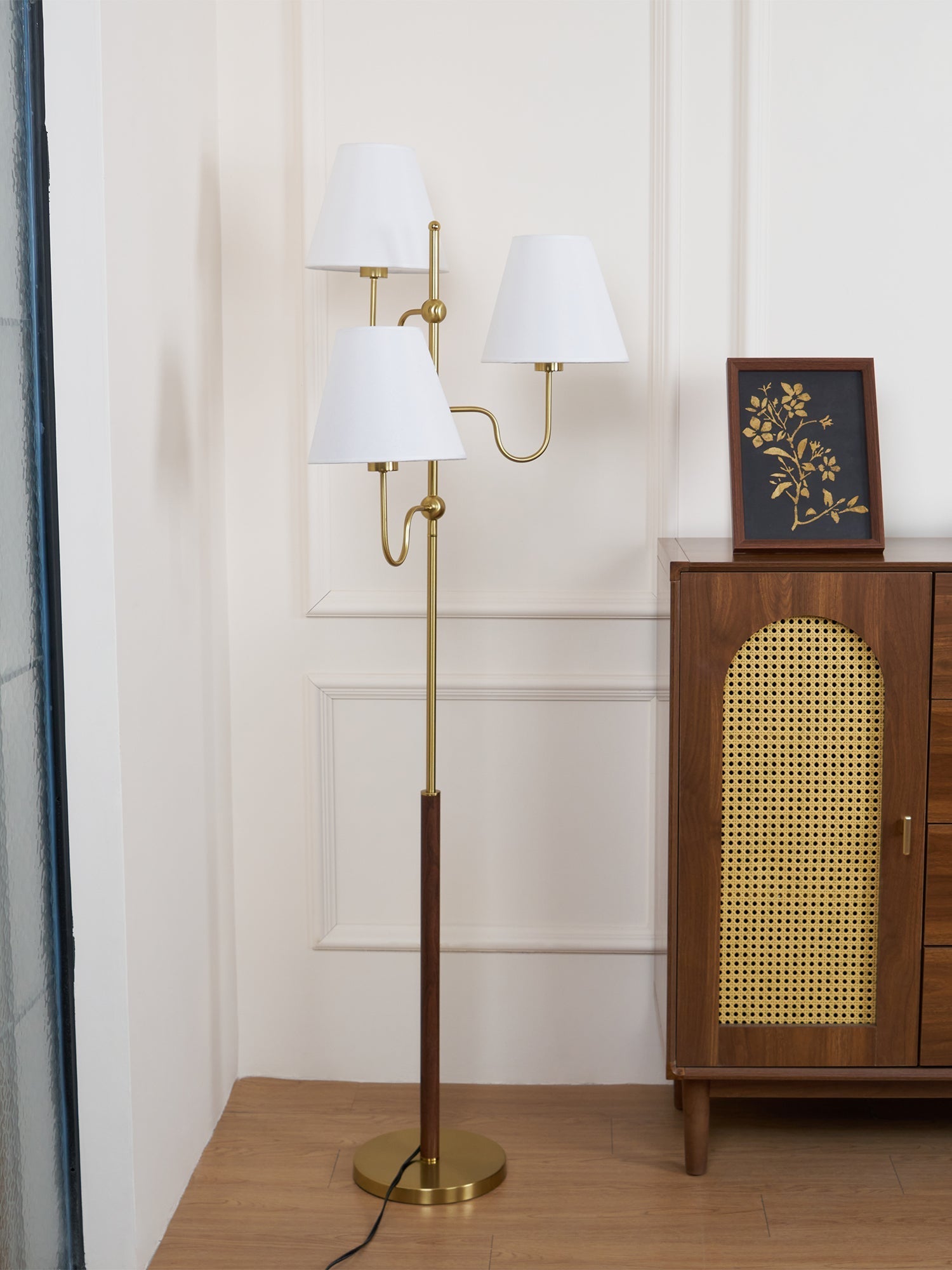 Vevenq Floor Lamp Cloth Shade-Neutral Decor