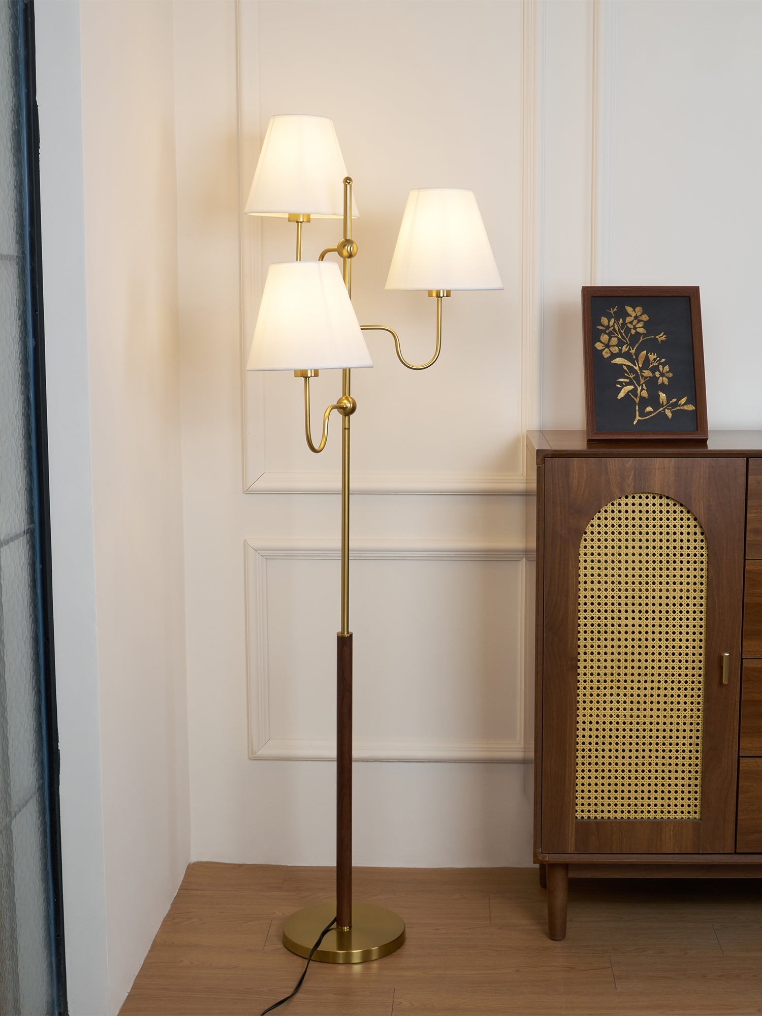Vevenq Floor Lamp Cloth Shade-Neutral Decor