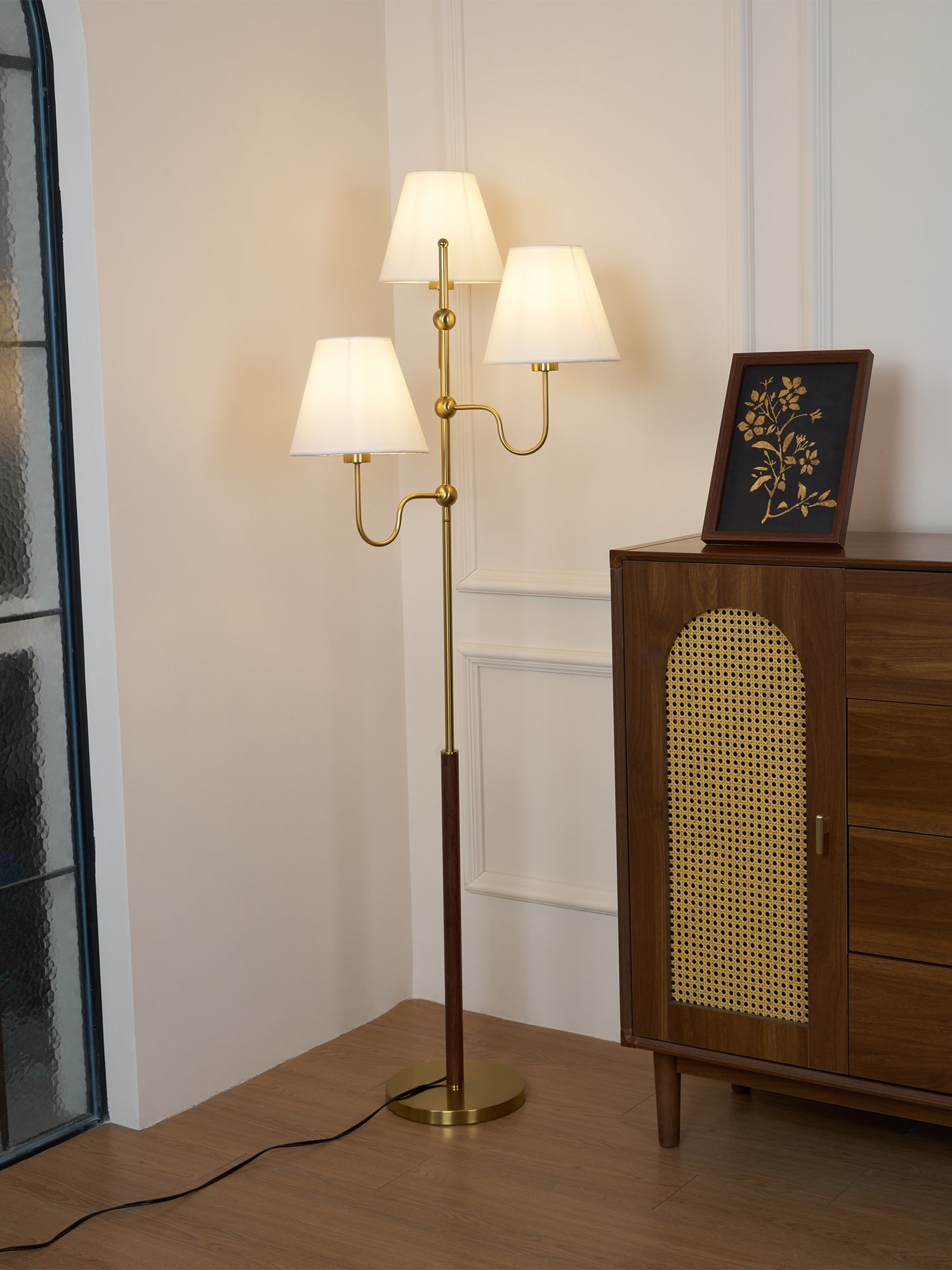Vevenq Floor Lamp Cloth Shade-Neutral Decor