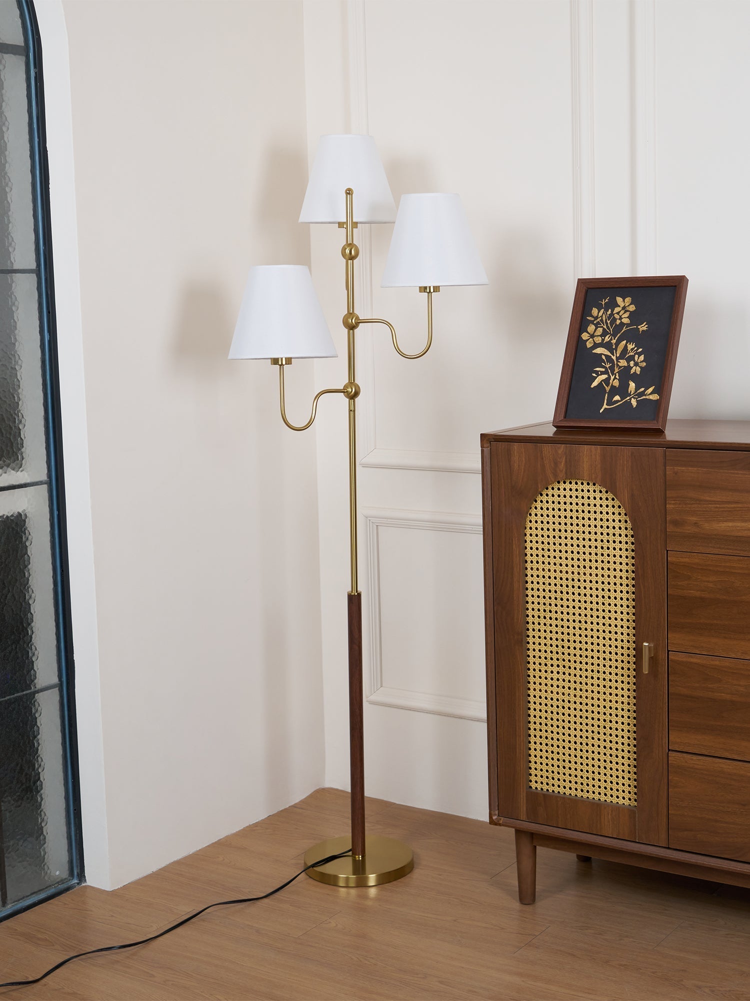 Vevenq Floor Lamp Cloth Shade-Neutral Decor