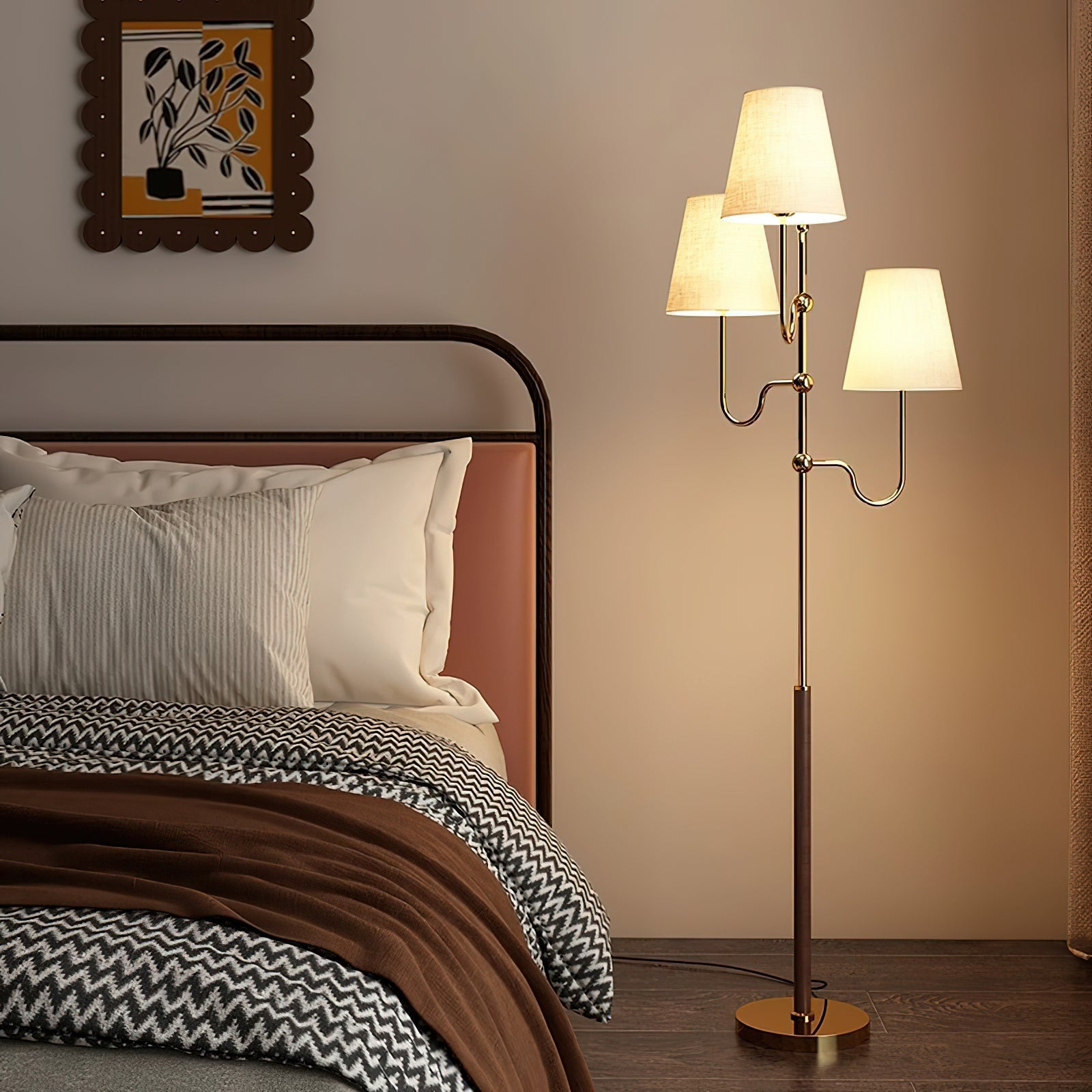 Vevenq Floor Lamp Cloth Shade-Neutral Decor