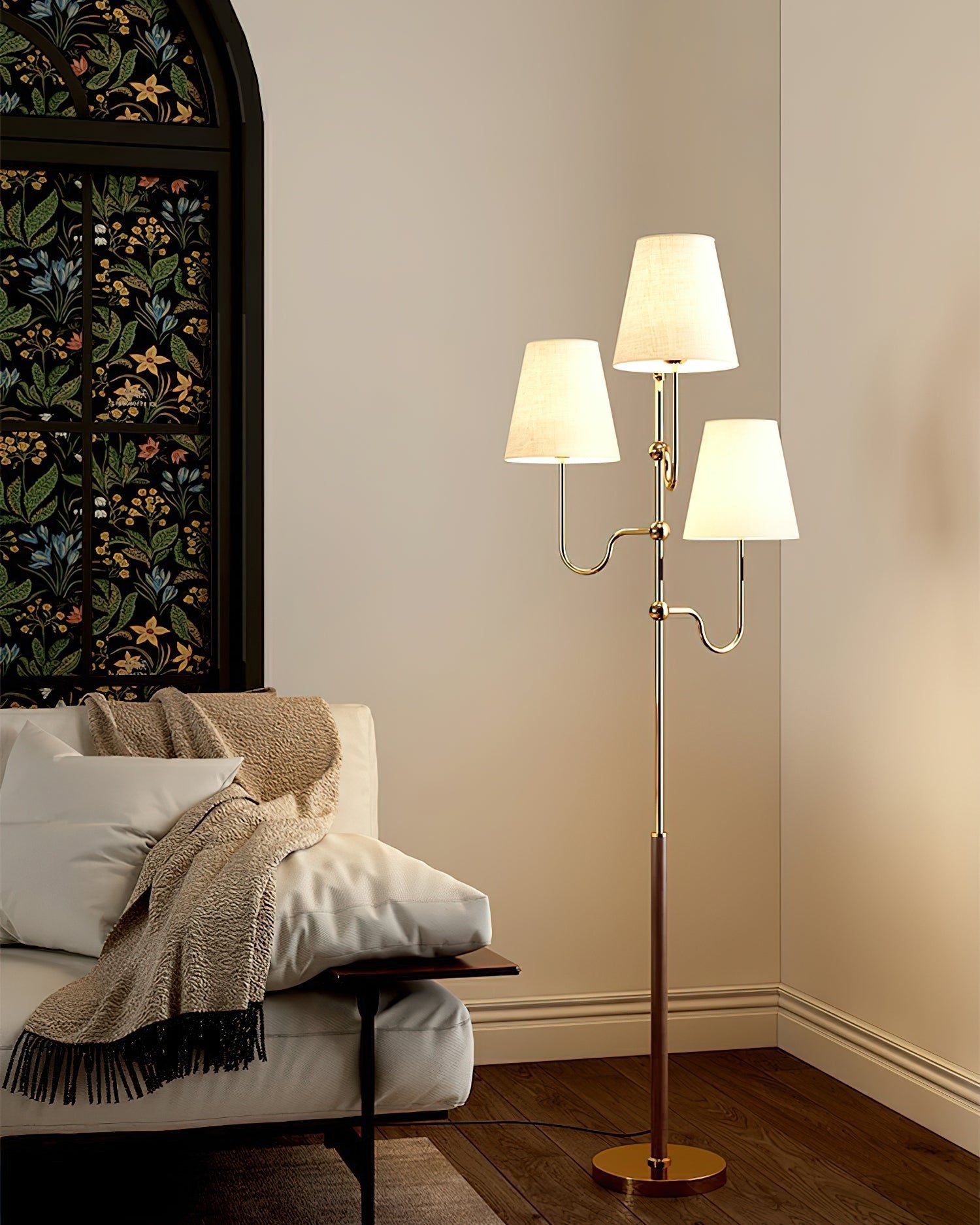 Vevenq Floor Lamp Cloth Shade-Neutral Decor