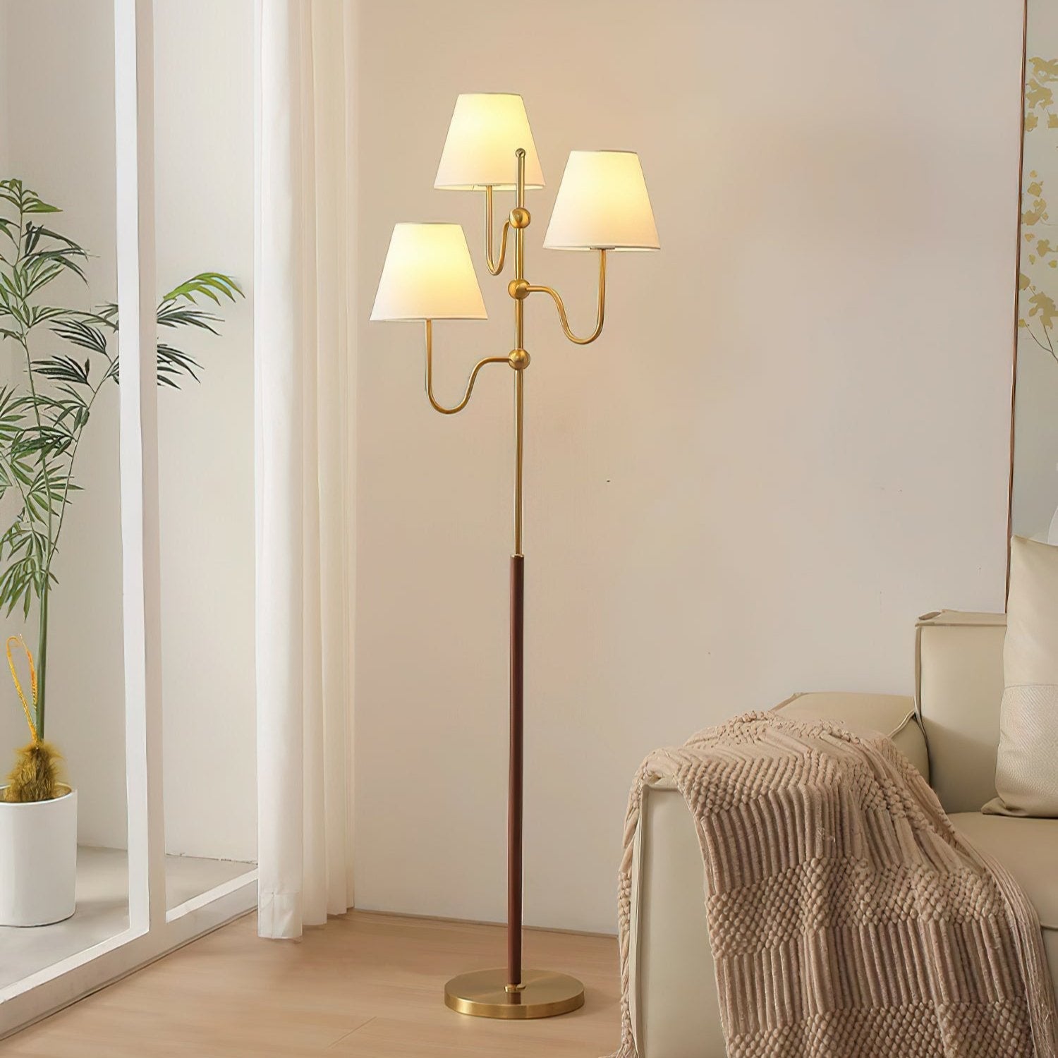 Vevenq Floor Lamp Cloth Shade-Neutral Decor