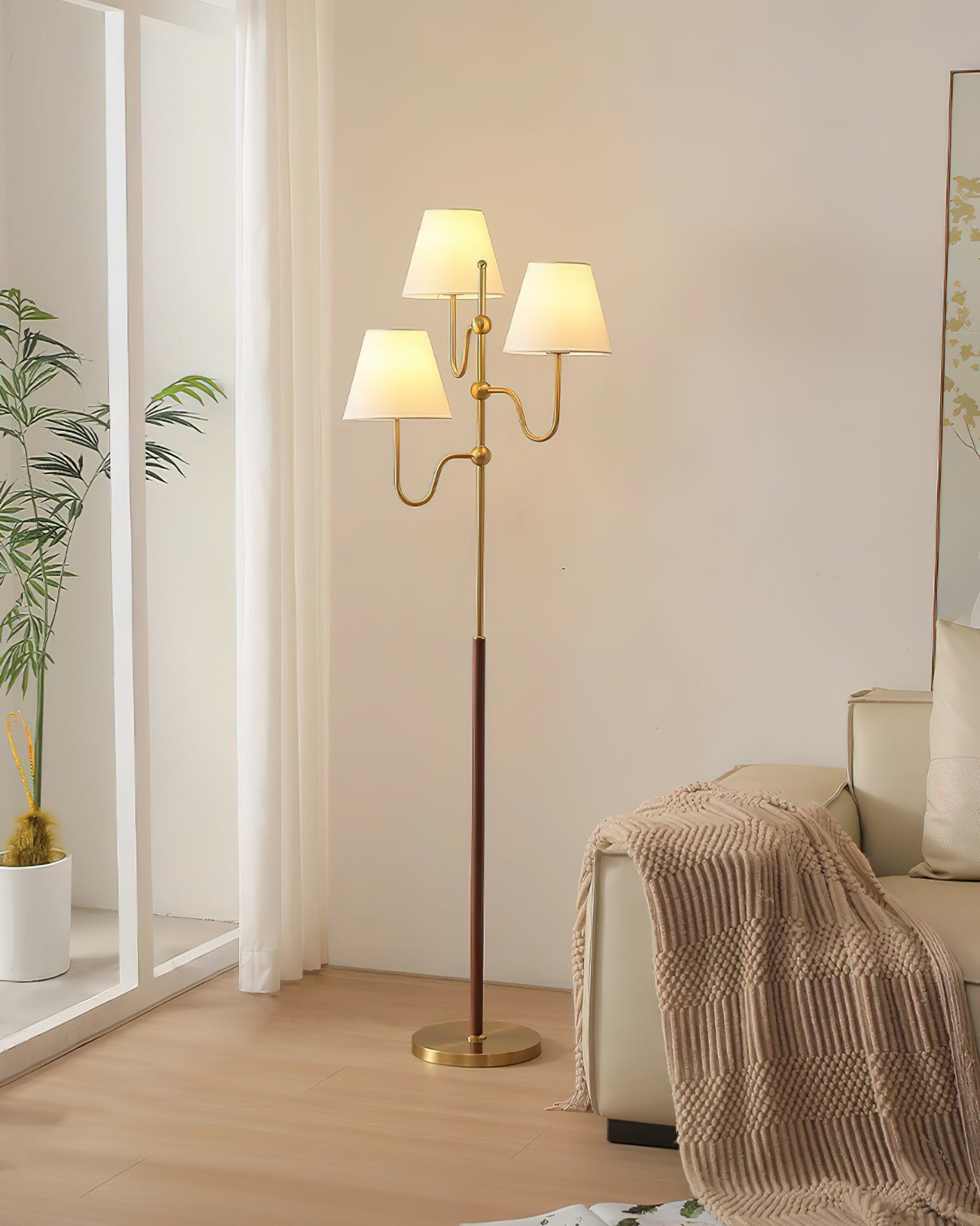 Vevenq Floor Lamp Cloth Shade-Neutral Decor