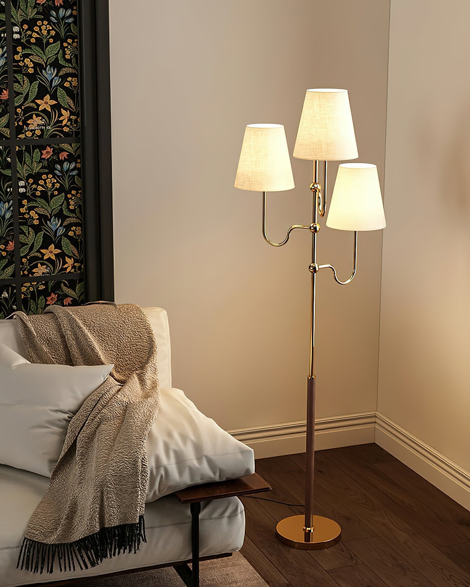 Vevenq Floor Lamp Cloth Shade-Neutral Decor