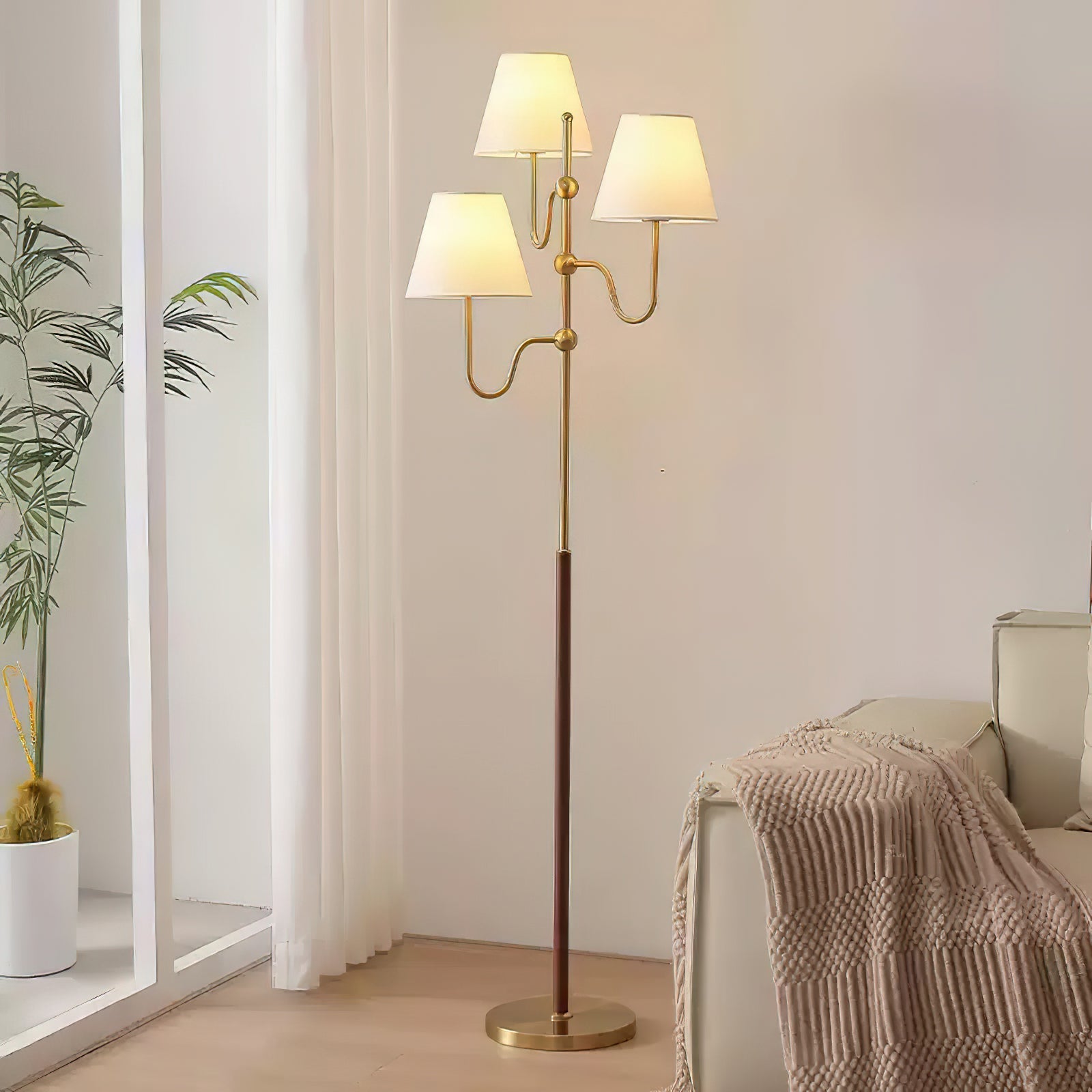 Vevenq Floor Lamp Cloth Shade-Neutral Decor