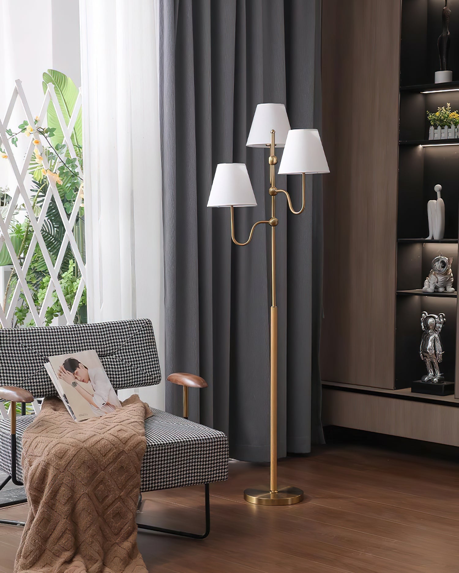 Vevenq Floor Lamp Cloth Shade-Neutral Decor