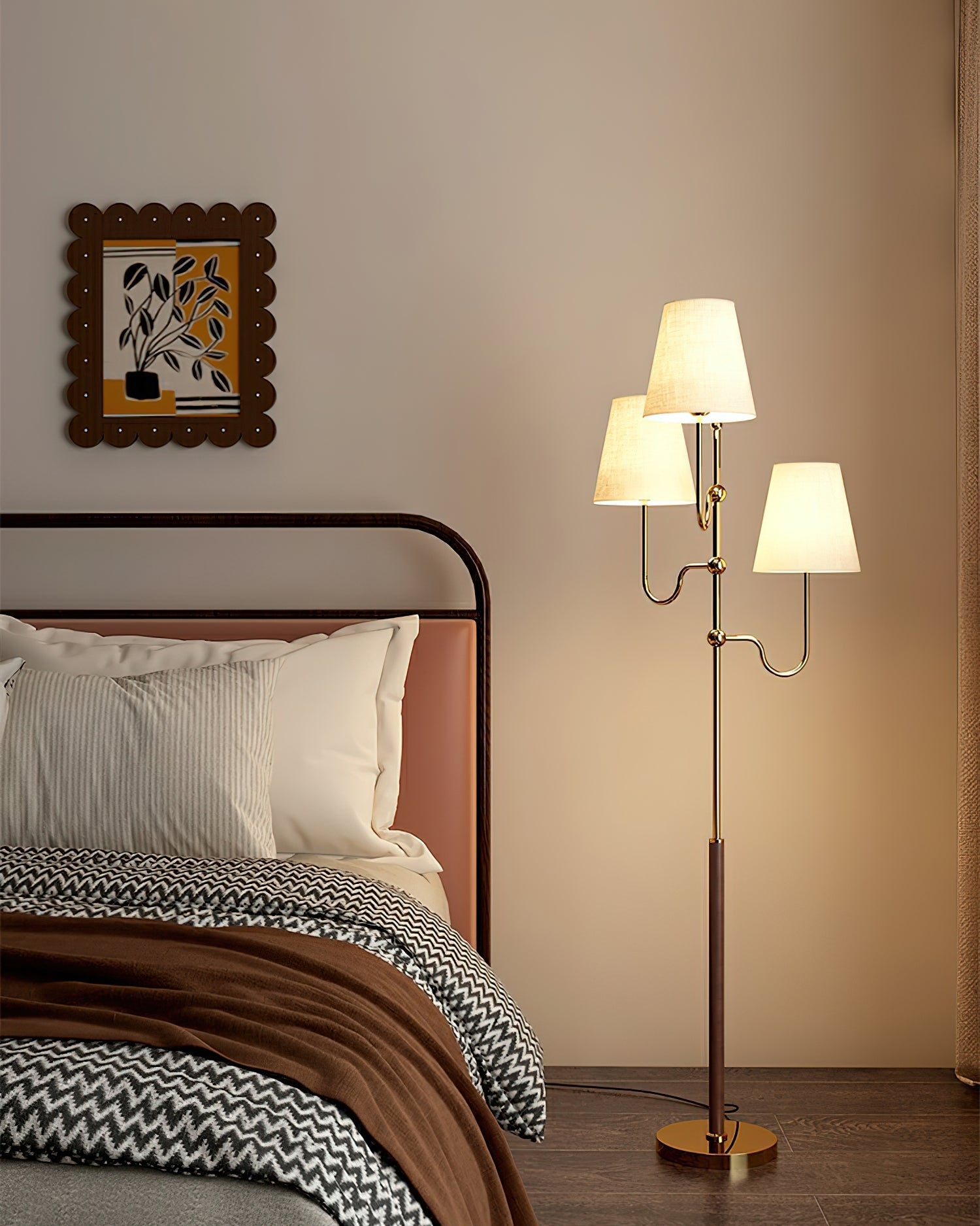Vevenq Floor Lamp Cloth Shade-Neutral Decor