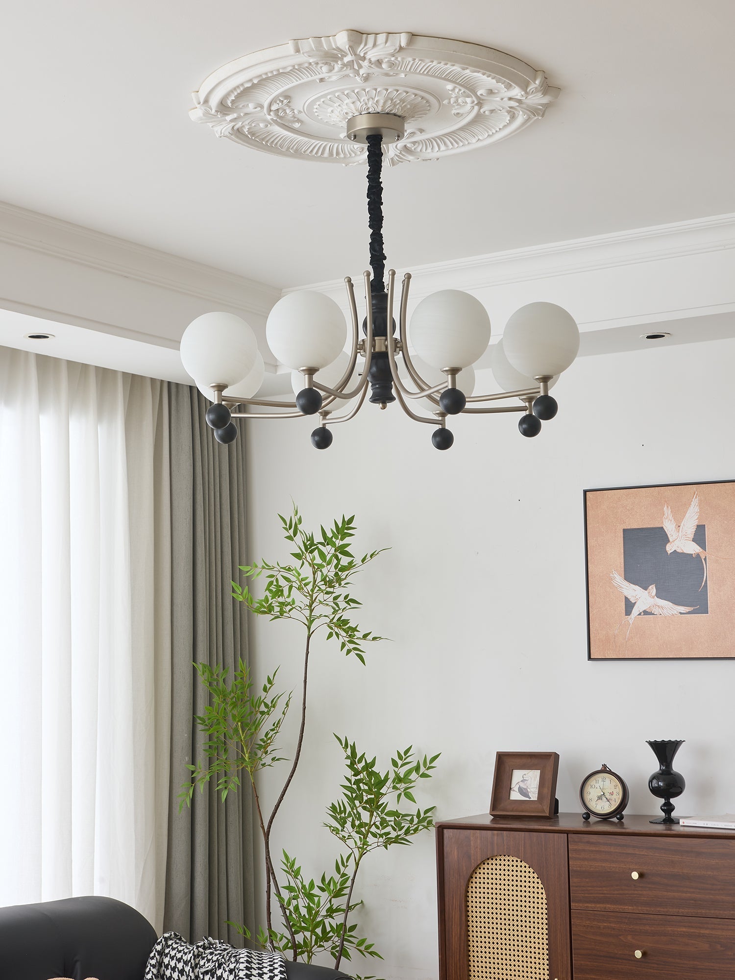 Serenus Traditional Sphere Wood Chandelier-Neutral Decor