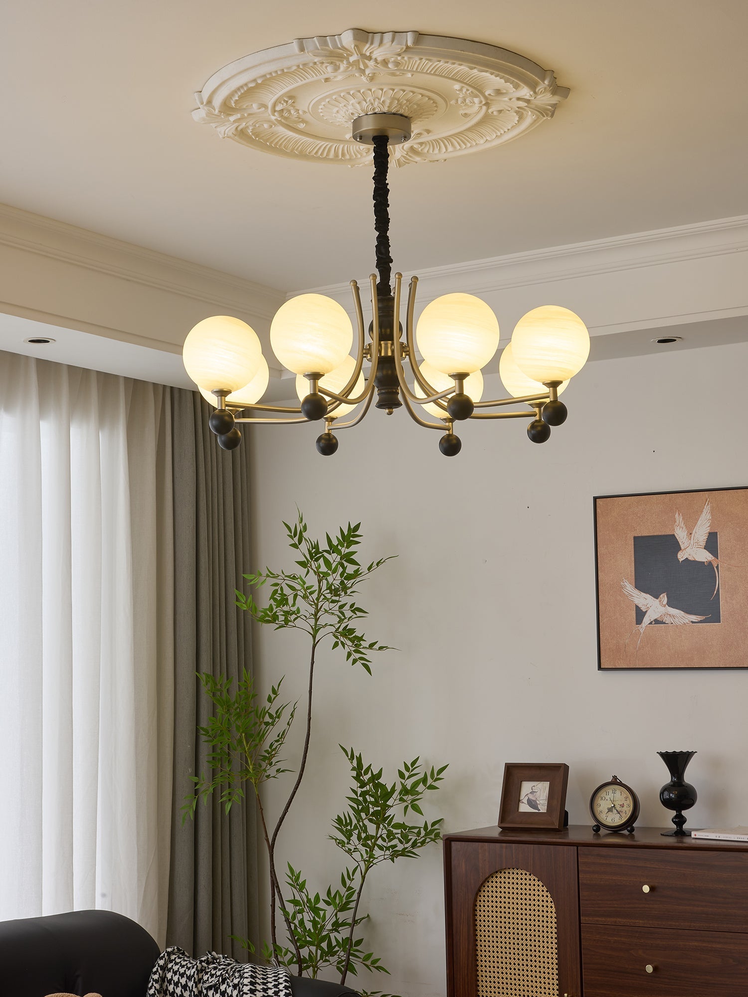 Serenus Traditional Sphere Wood Chandelier-Neutral Decor