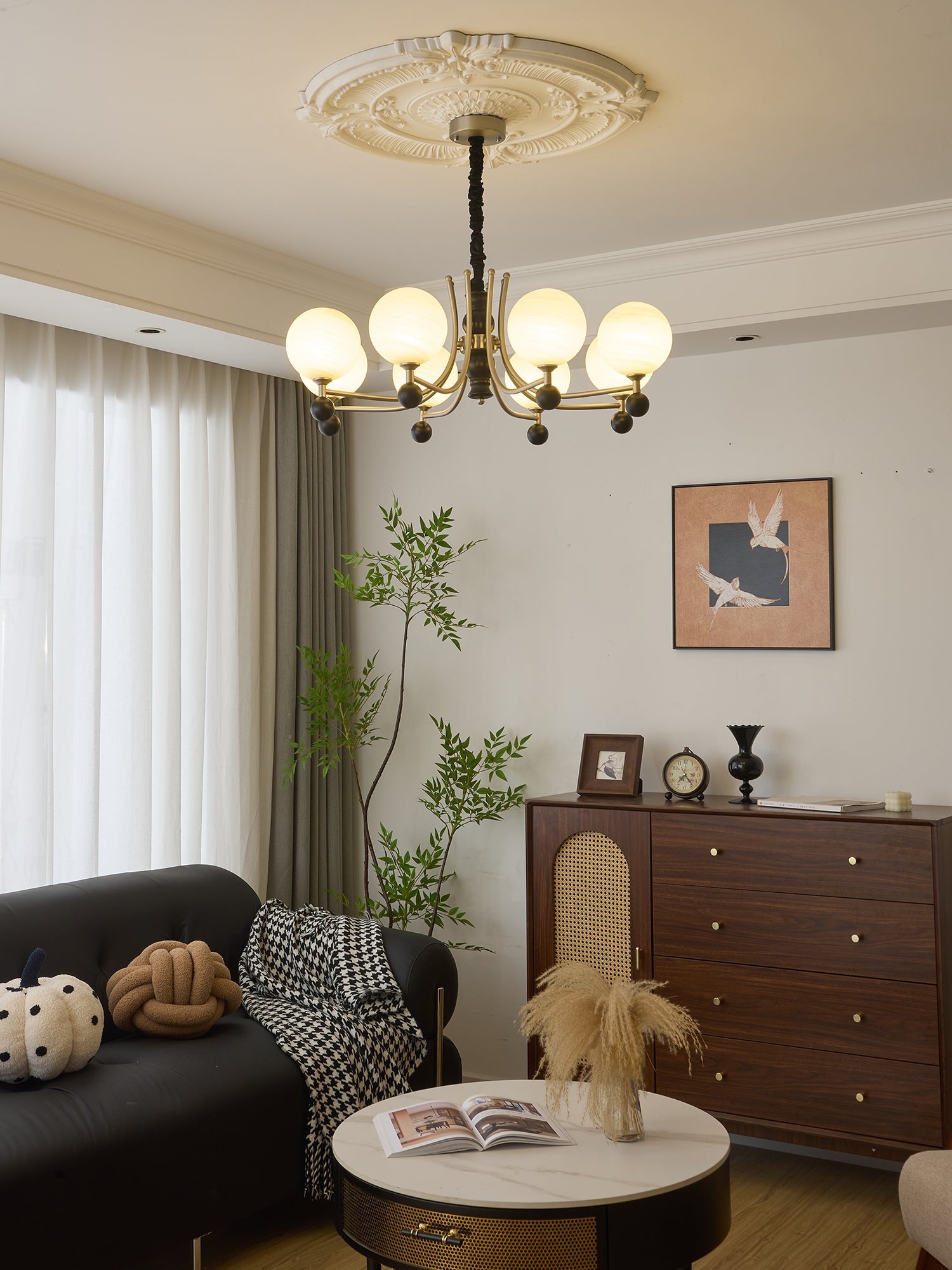 Serenus Traditional Sphere Wood Chandelier-Neutral Decor