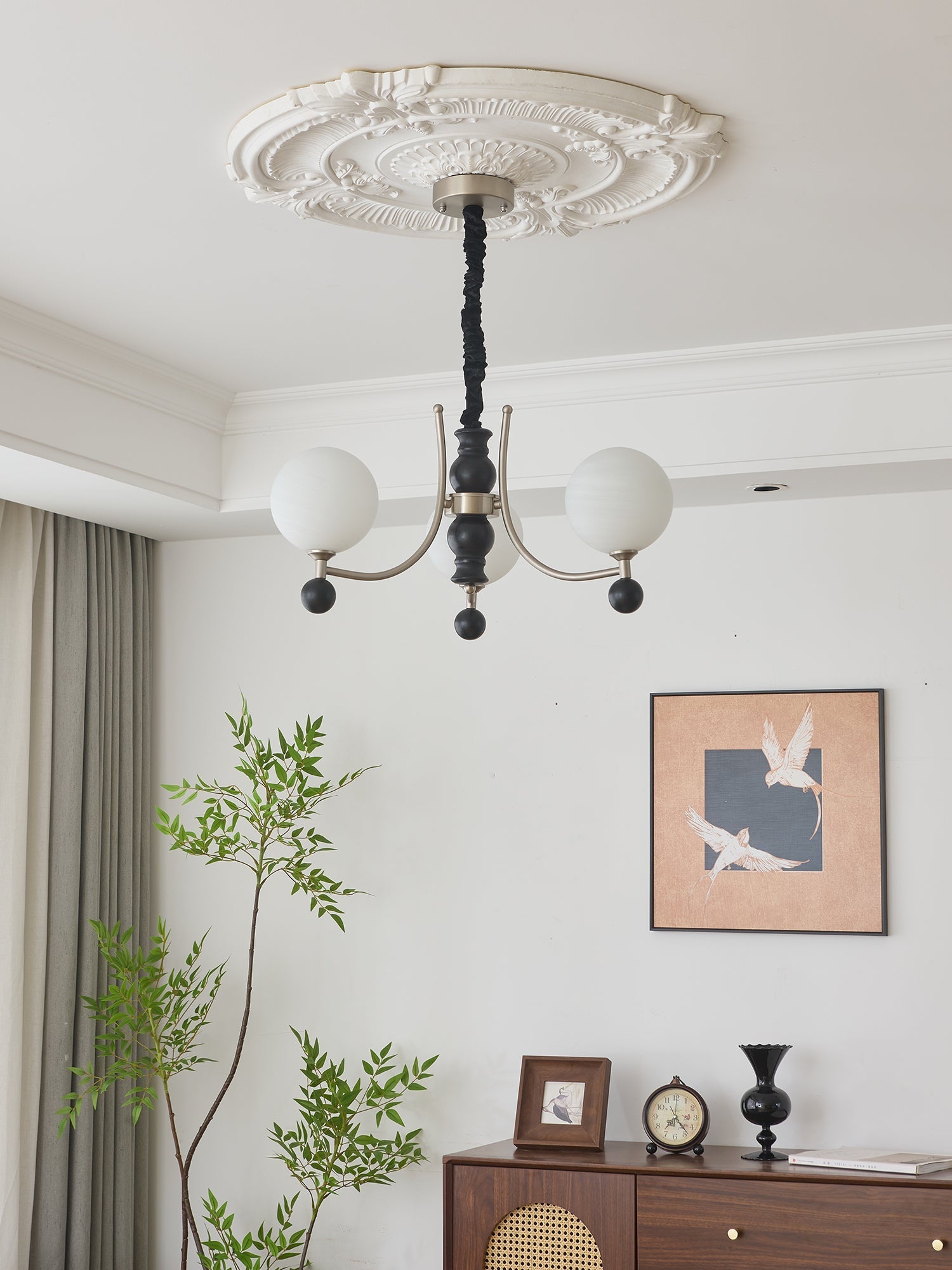 Serenus Traditional Sphere Wood Chandelier-Neutral Decor