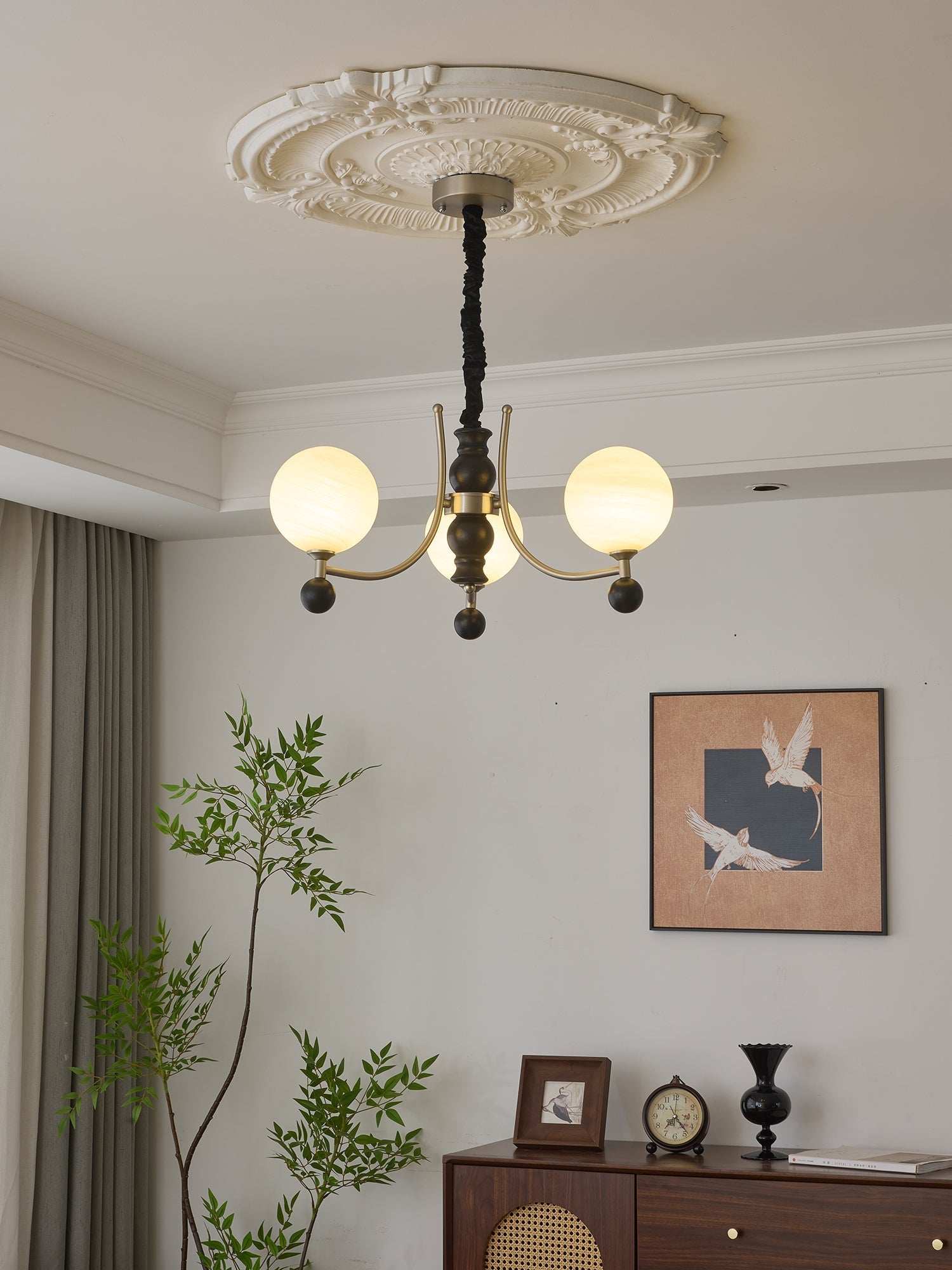 Serenus Traditional Sphere Wood Chandelier-Neutral Decor