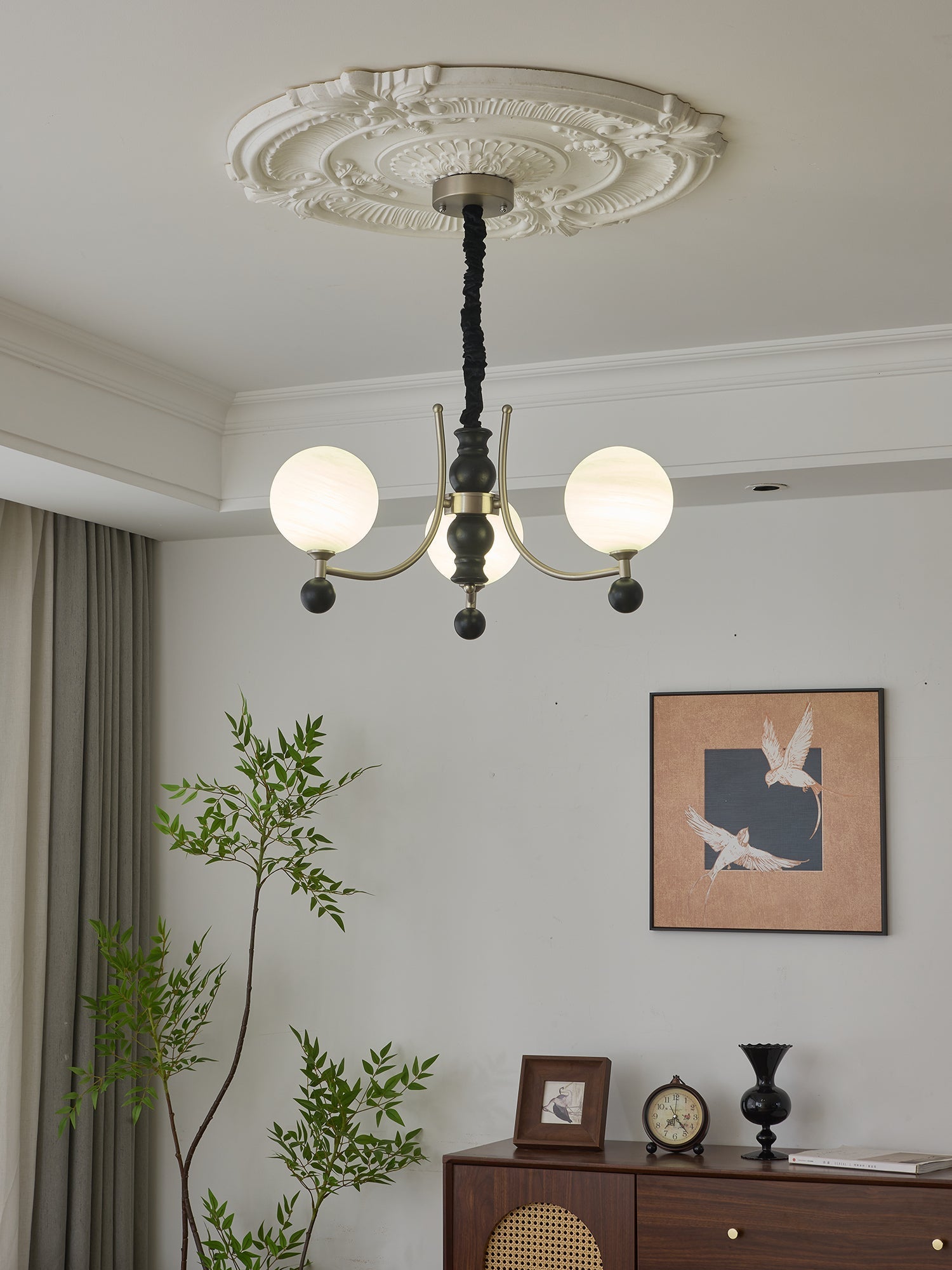 Serenus Traditional Sphere Wood Chandelier-Neutral Decor