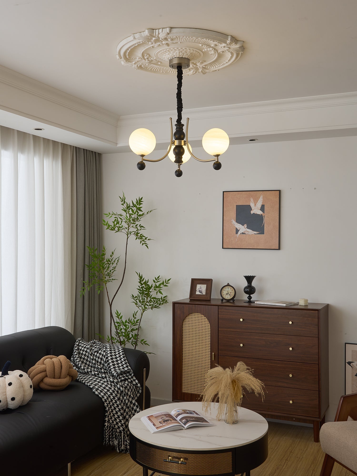 Serenus Traditional Sphere Wood Chandelier-Neutral Decor