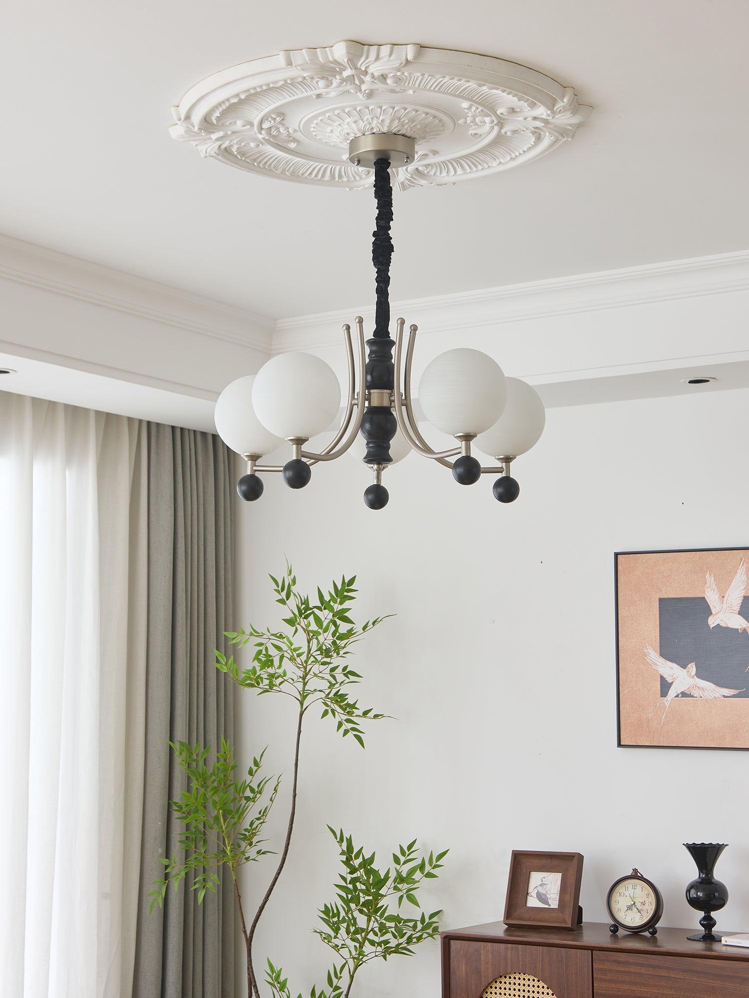 Serenus Traditional Sphere Wood Chandelier-Neutral Decor