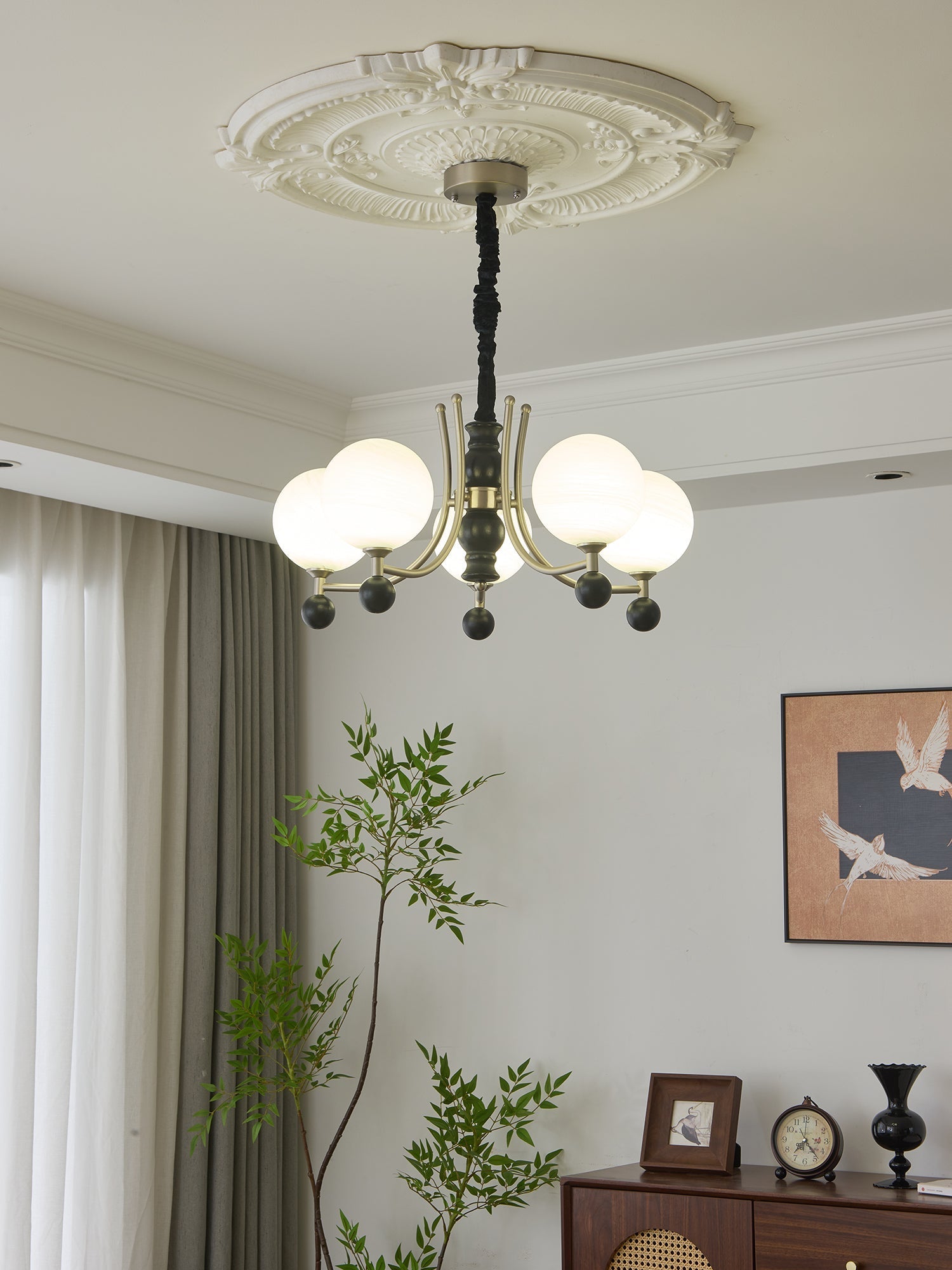 Serenus Traditional Sphere Wood Chandelier-Neutral Decor