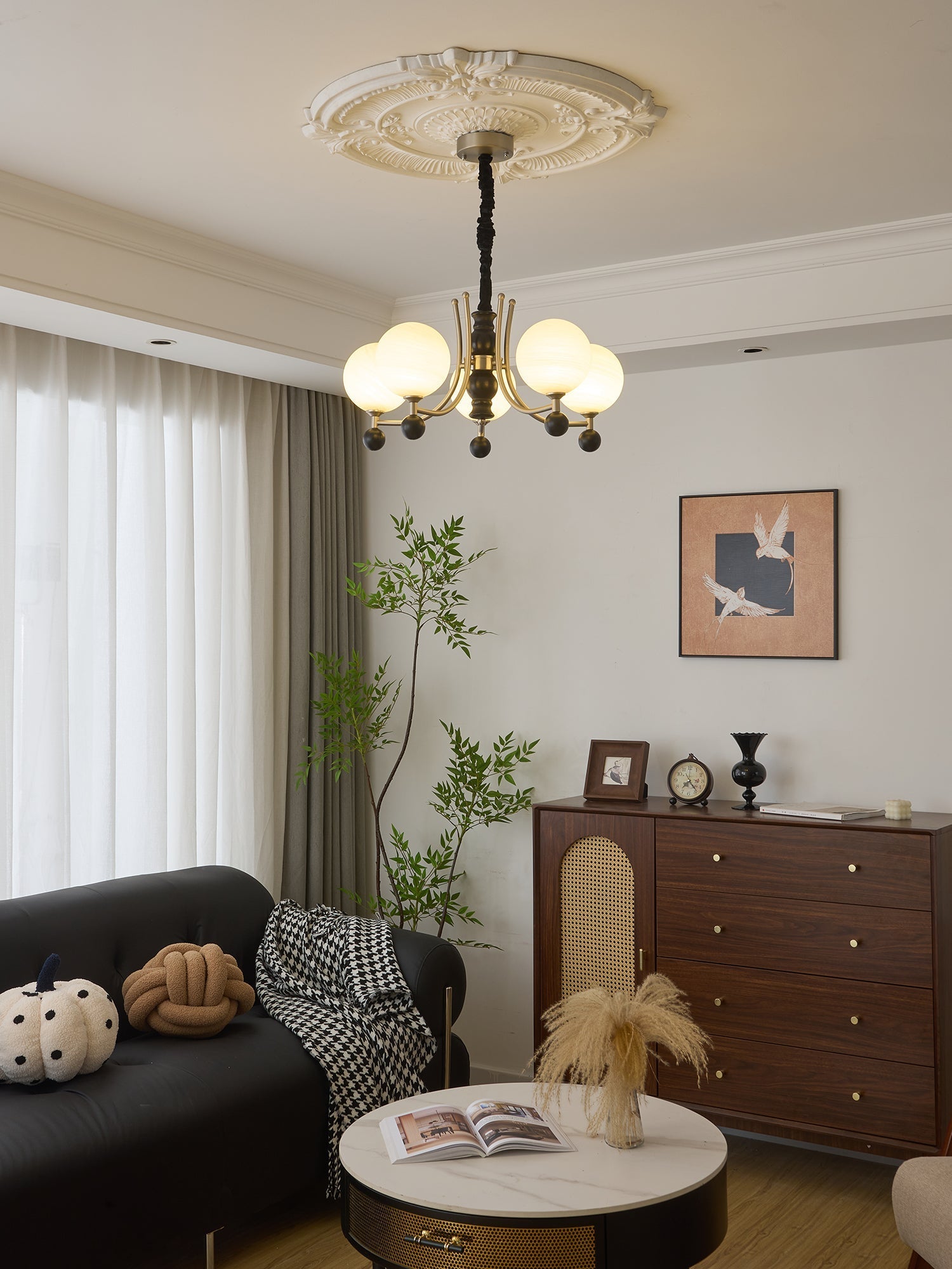Serenus Traditional Sphere Wood Chandelier-Neutral Decor