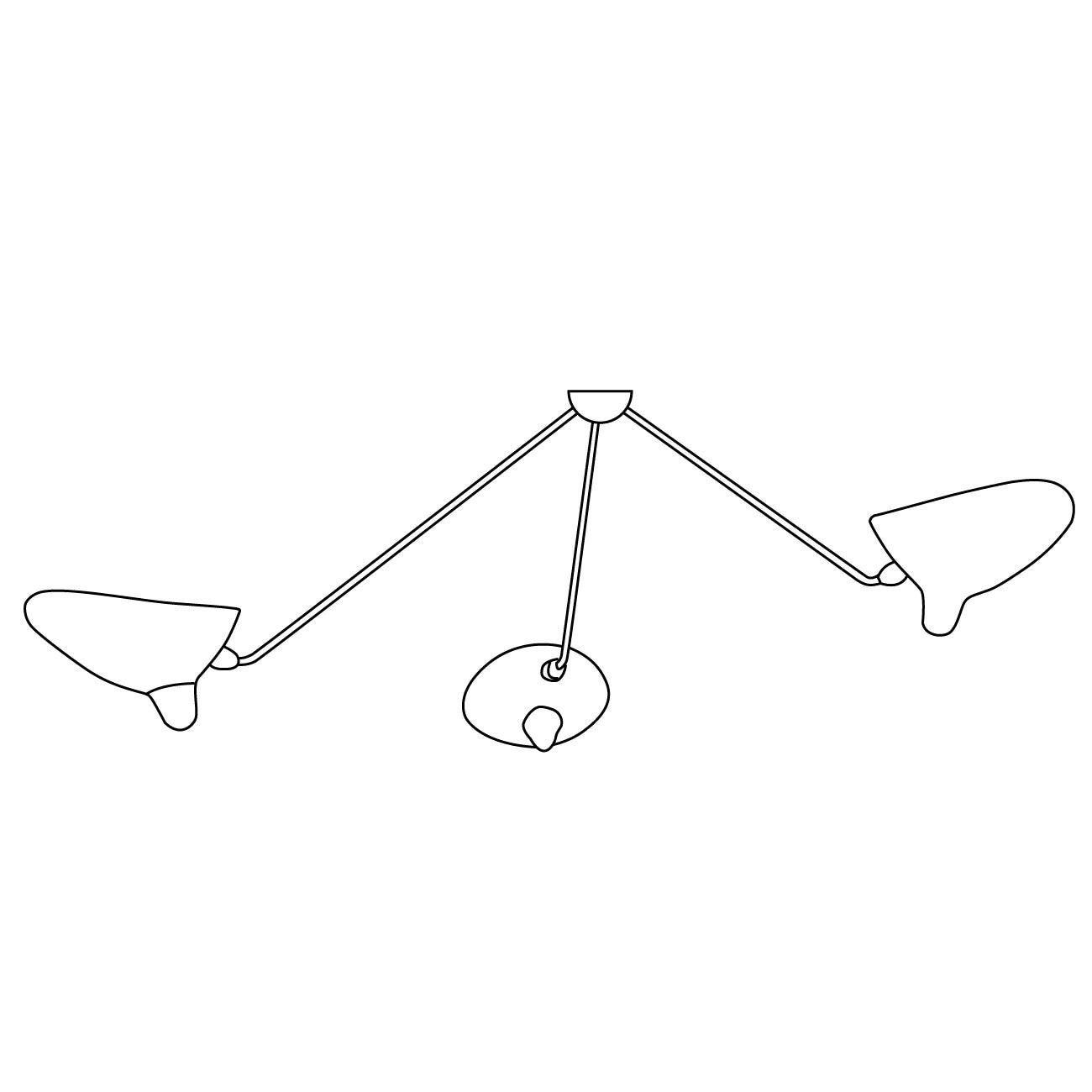 Solara Ceiling Lamp Three Arm Black Sculptural-Neutral Decor