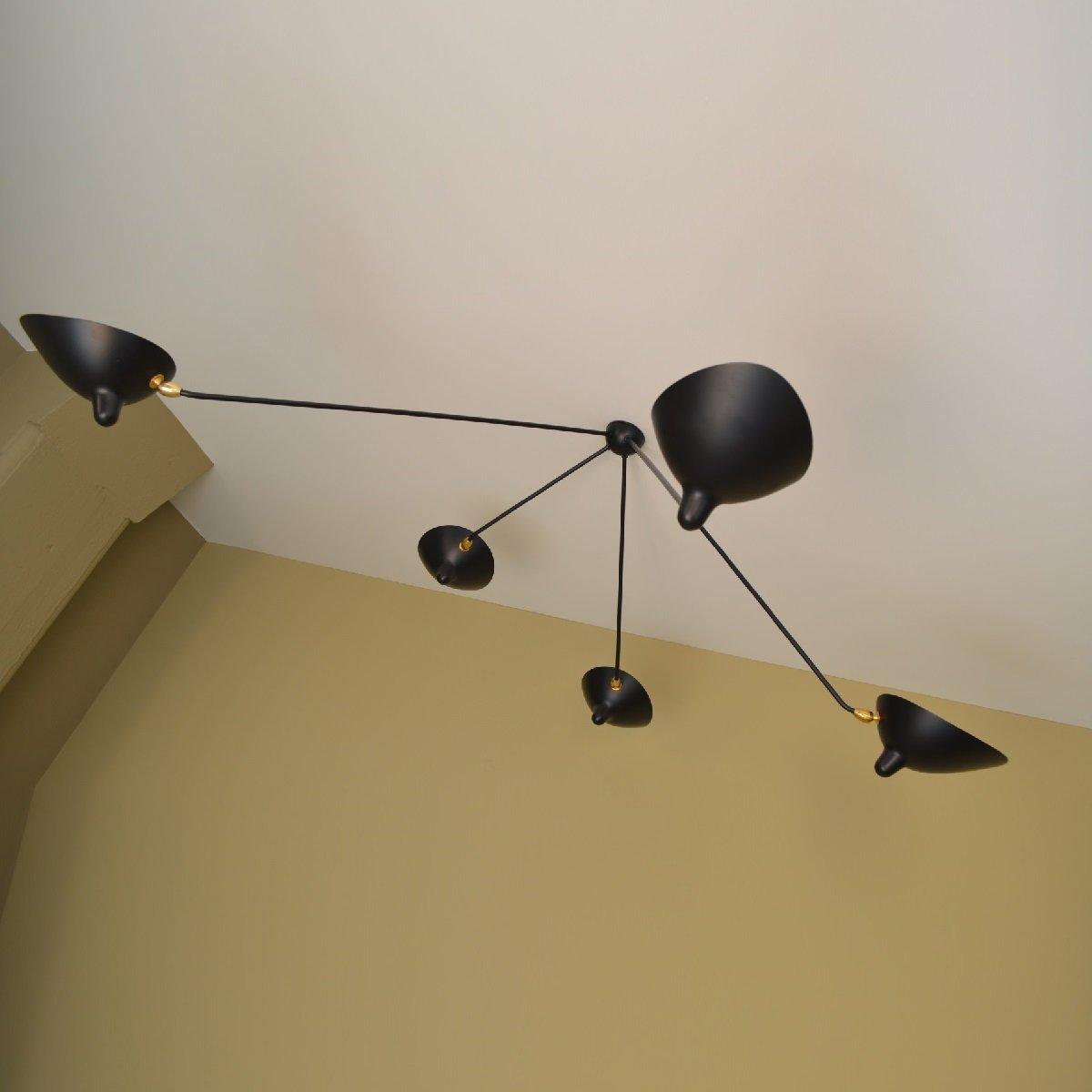 Solara Ceiling Lamp Three Arm Black Sculptural-Neutral Decor