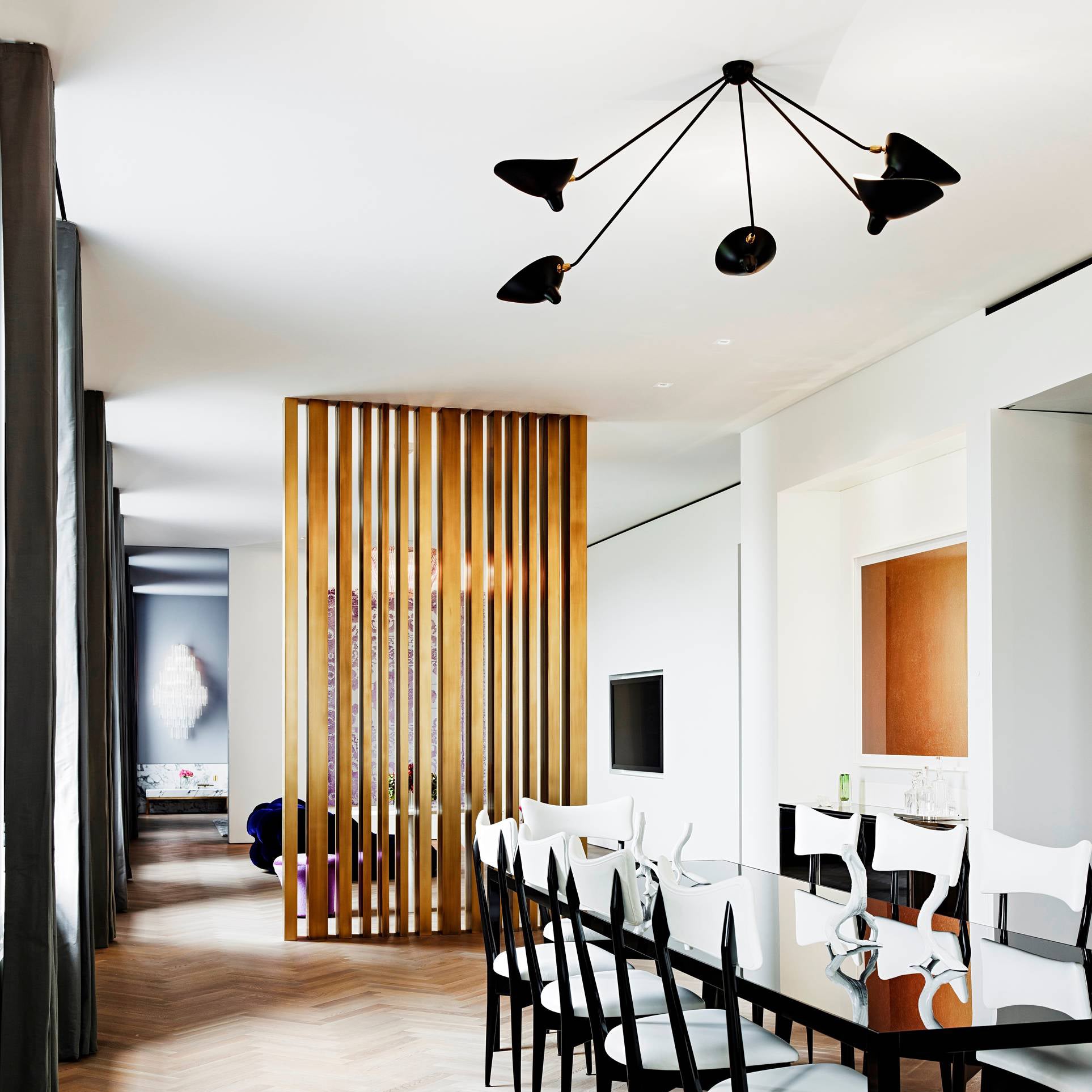 Solara Ceiling Lamp Three Arm Black Sculptural-Neutral Decor