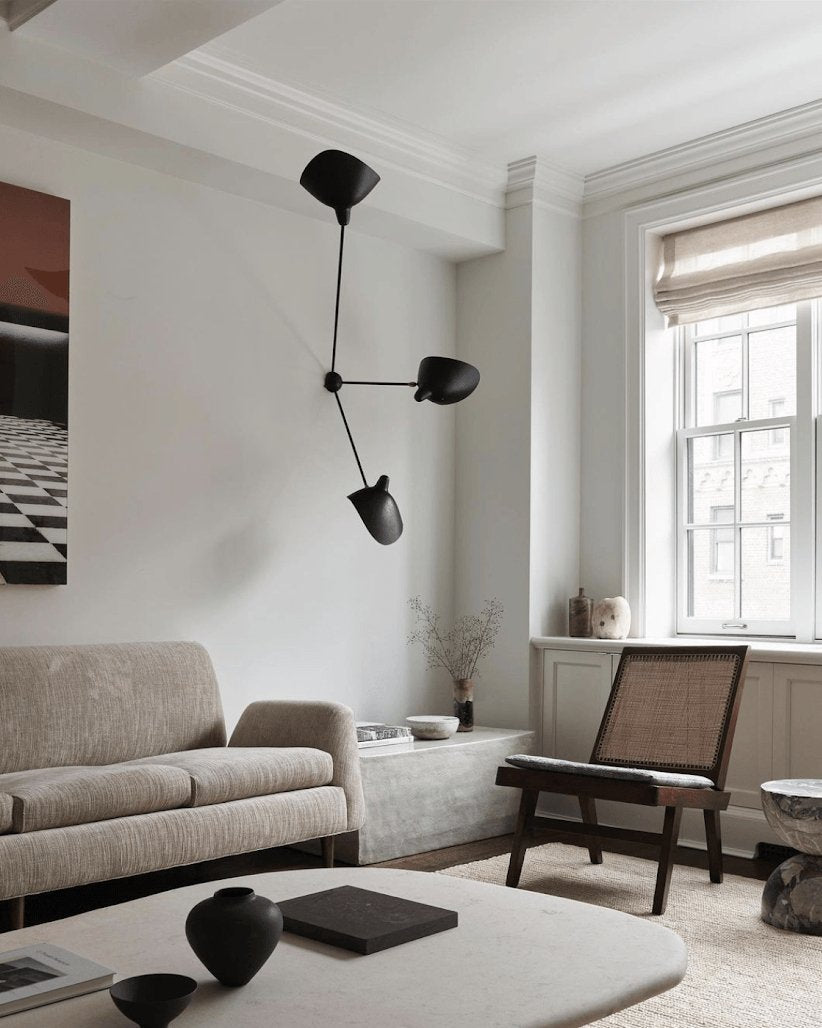 Solara Ceiling Lamp Three Arm Black Sculptural-Neutral Decor