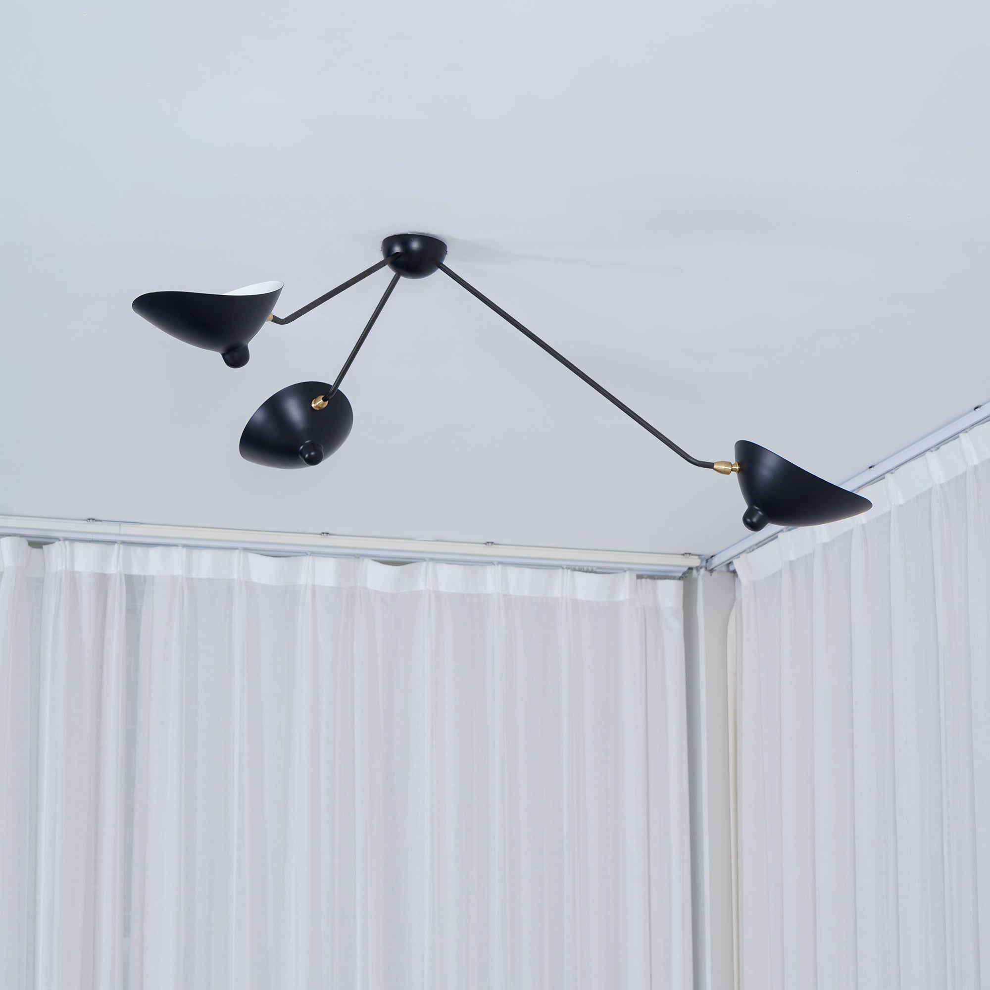 Solara Ceiling Lamp Three Arm Black Sculptural-Neutral Decor