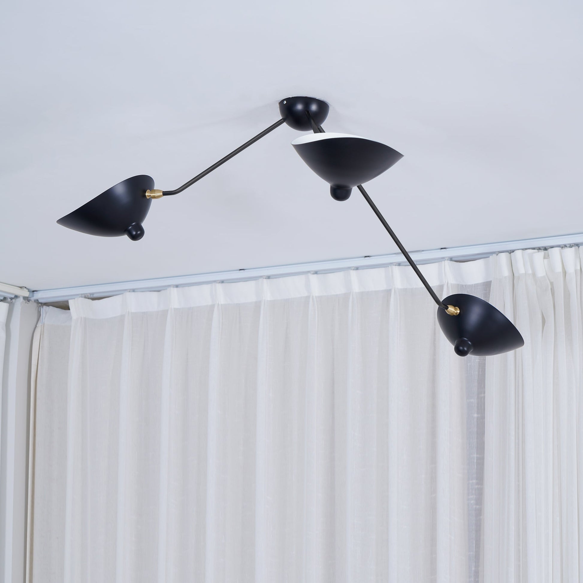 Solara Ceiling Lamp Three Arm Black Sculptural-Neutral Decor