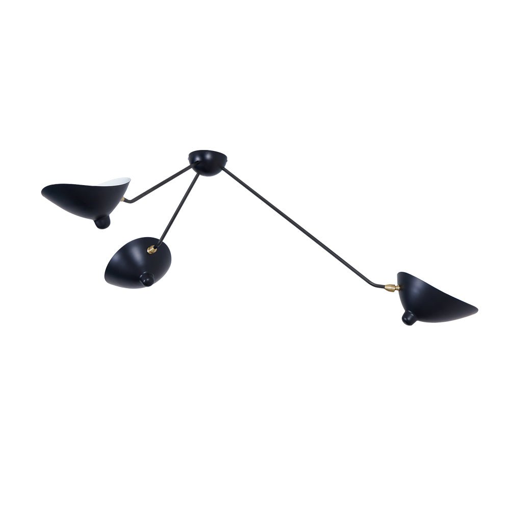 Solara Ceiling Lamp Three Arm Black Sculptural-Neutral Decor