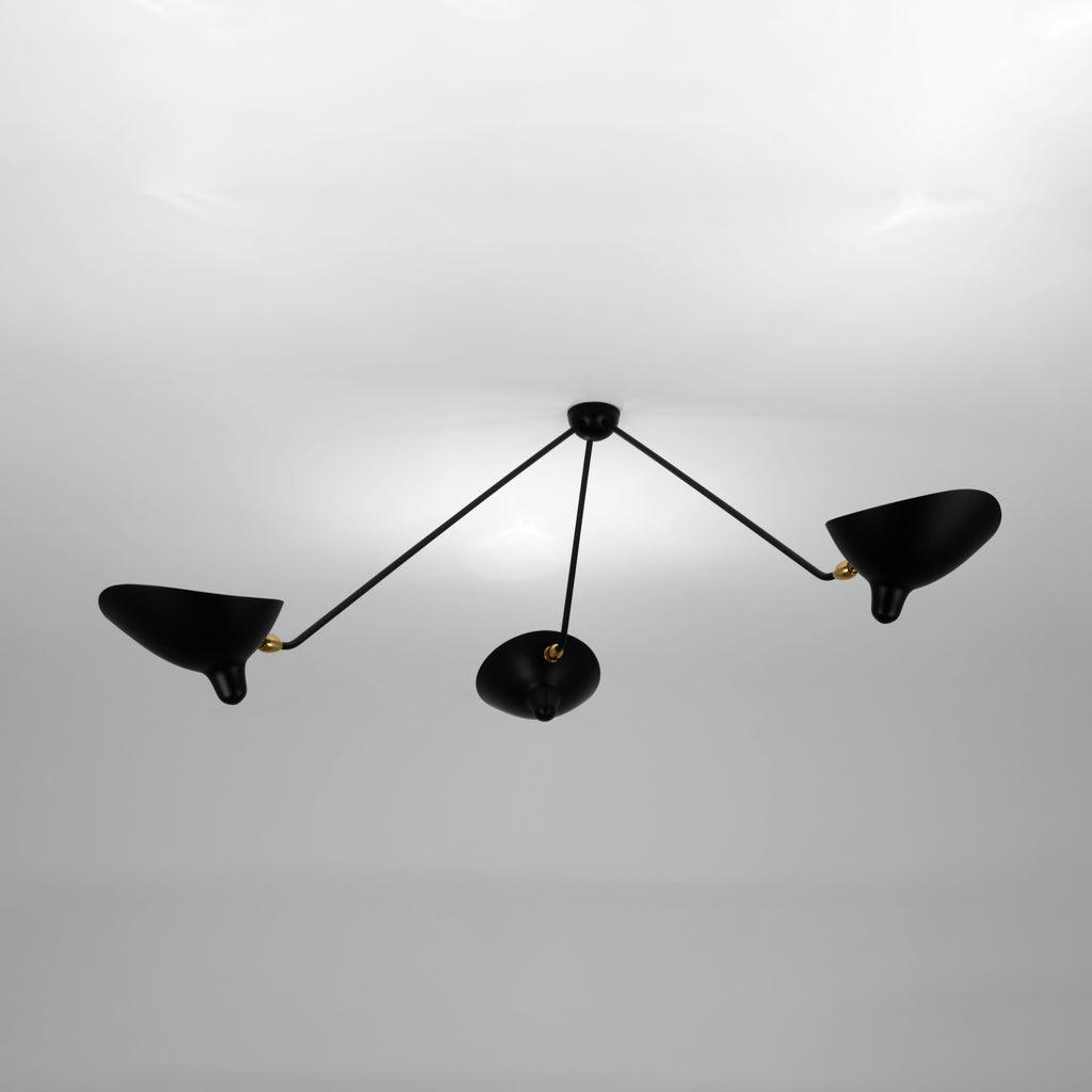Solara Ceiling Lamp Three Arm Black Sculptural-Neutral Decor