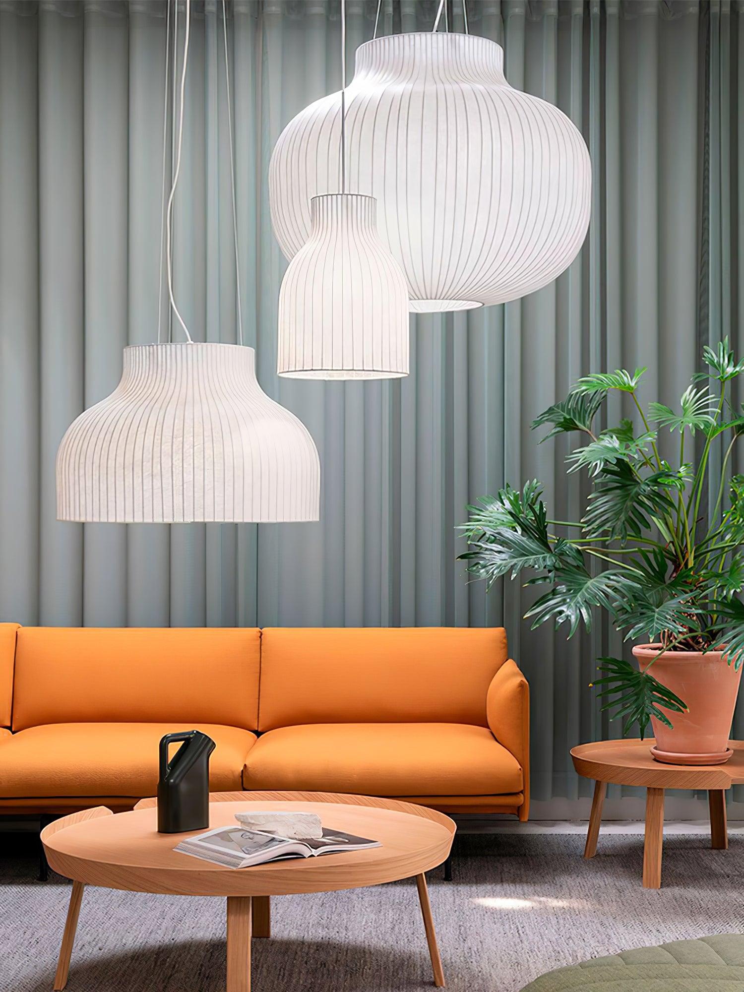 Lumina Silk Ribbed Pendant Light-Neutral Decor