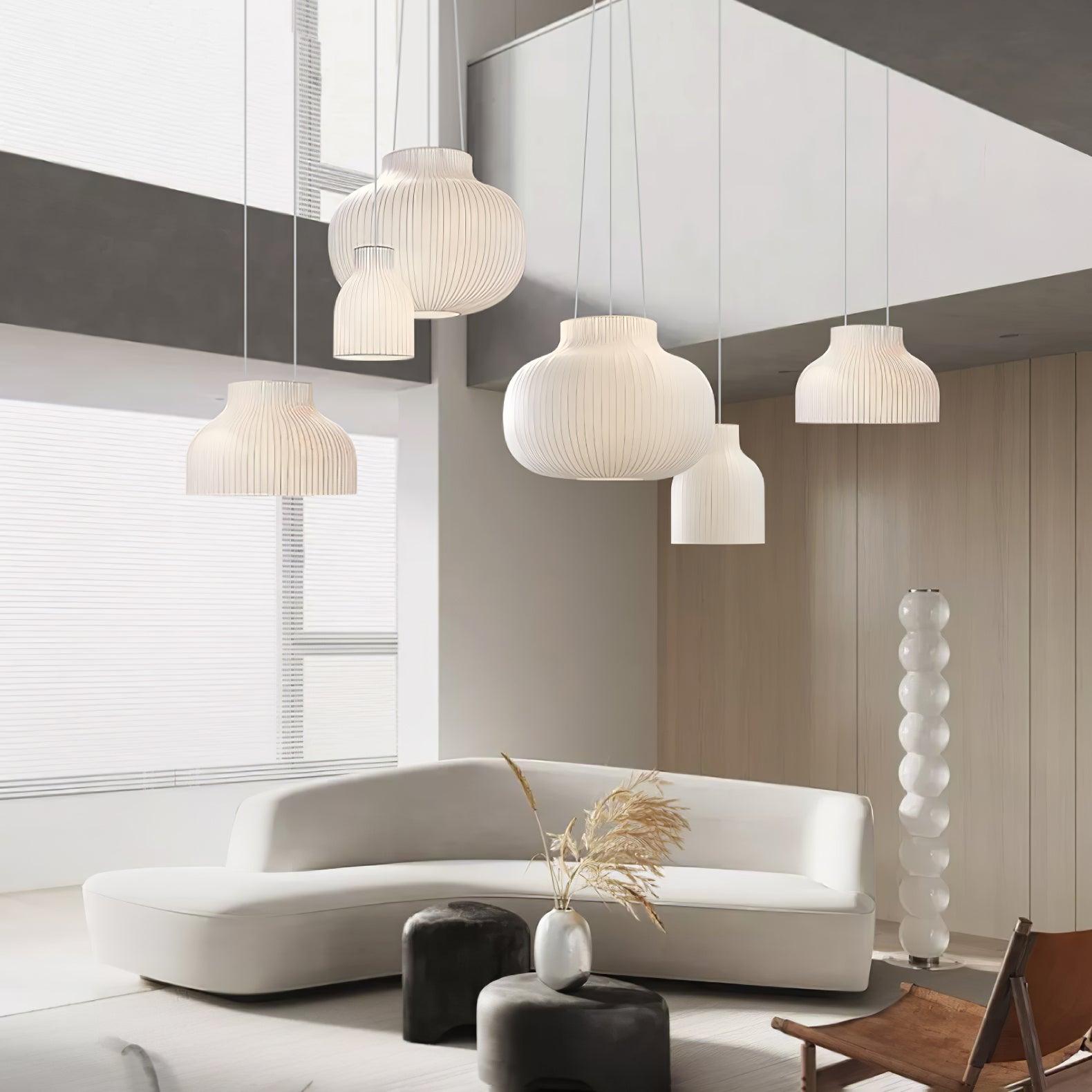 Lumina Silk Ribbed Pendant Light-Neutral Decor