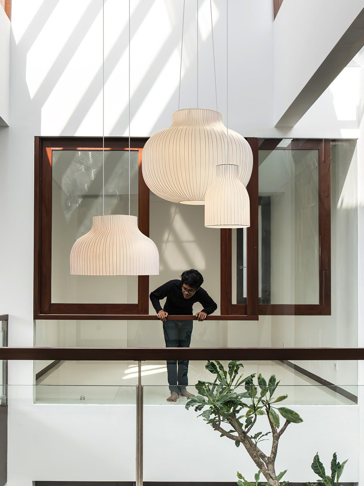 Lumina Silk Ribbed Pendant Light-Neutral Decor