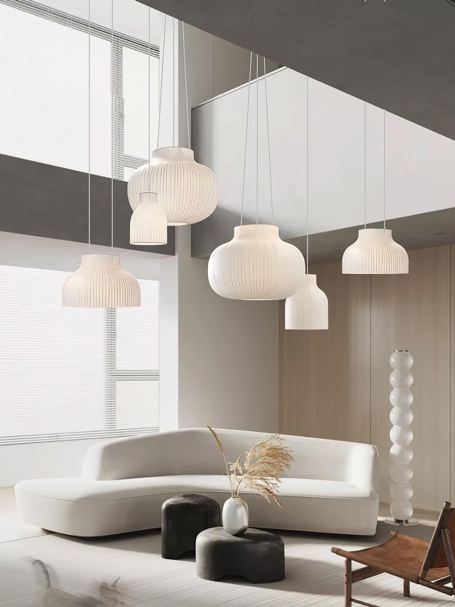 Lumina Silk Ribbed Pendant Light-Neutral Decor