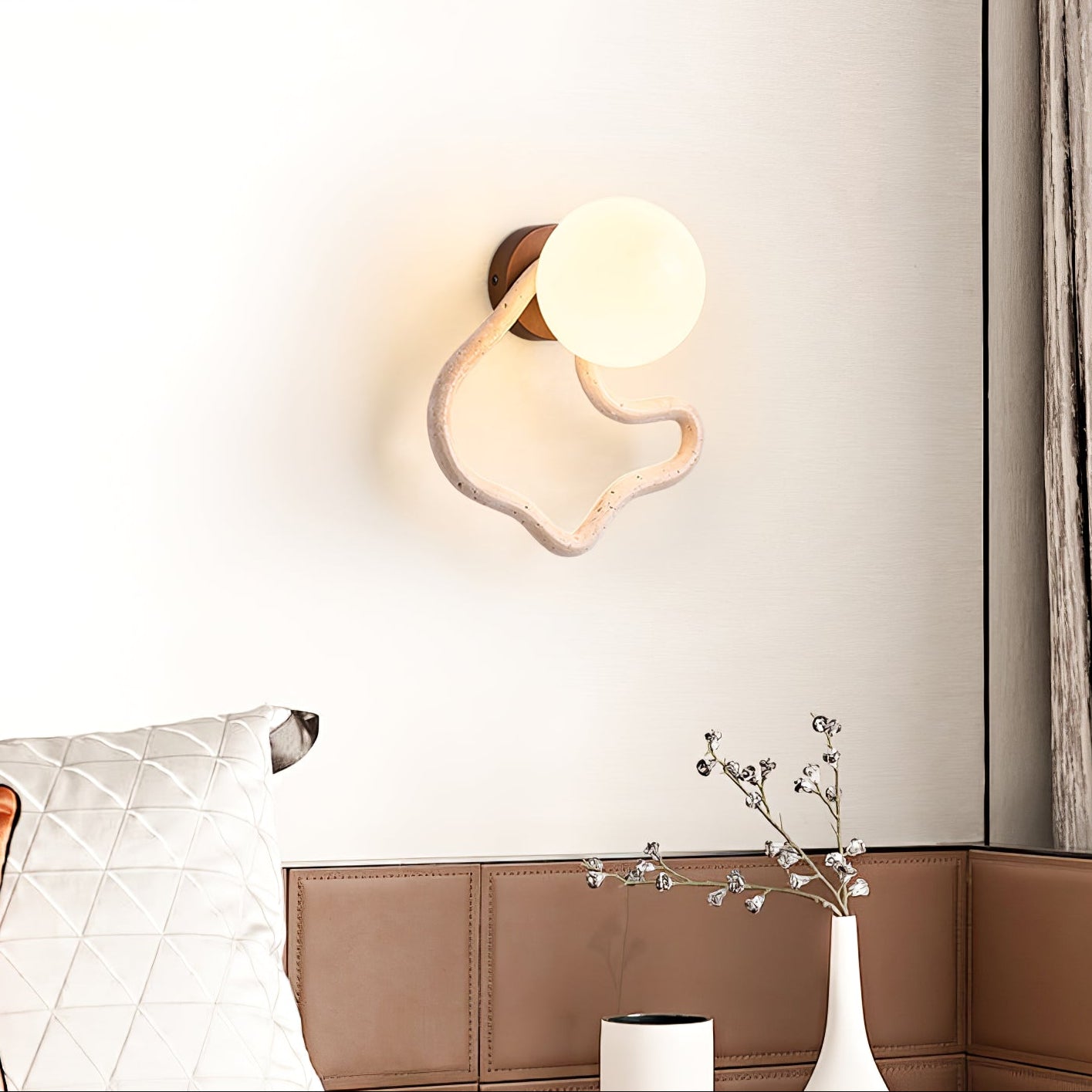 Cindor Travertine Wall Sconce-Neutral Decor