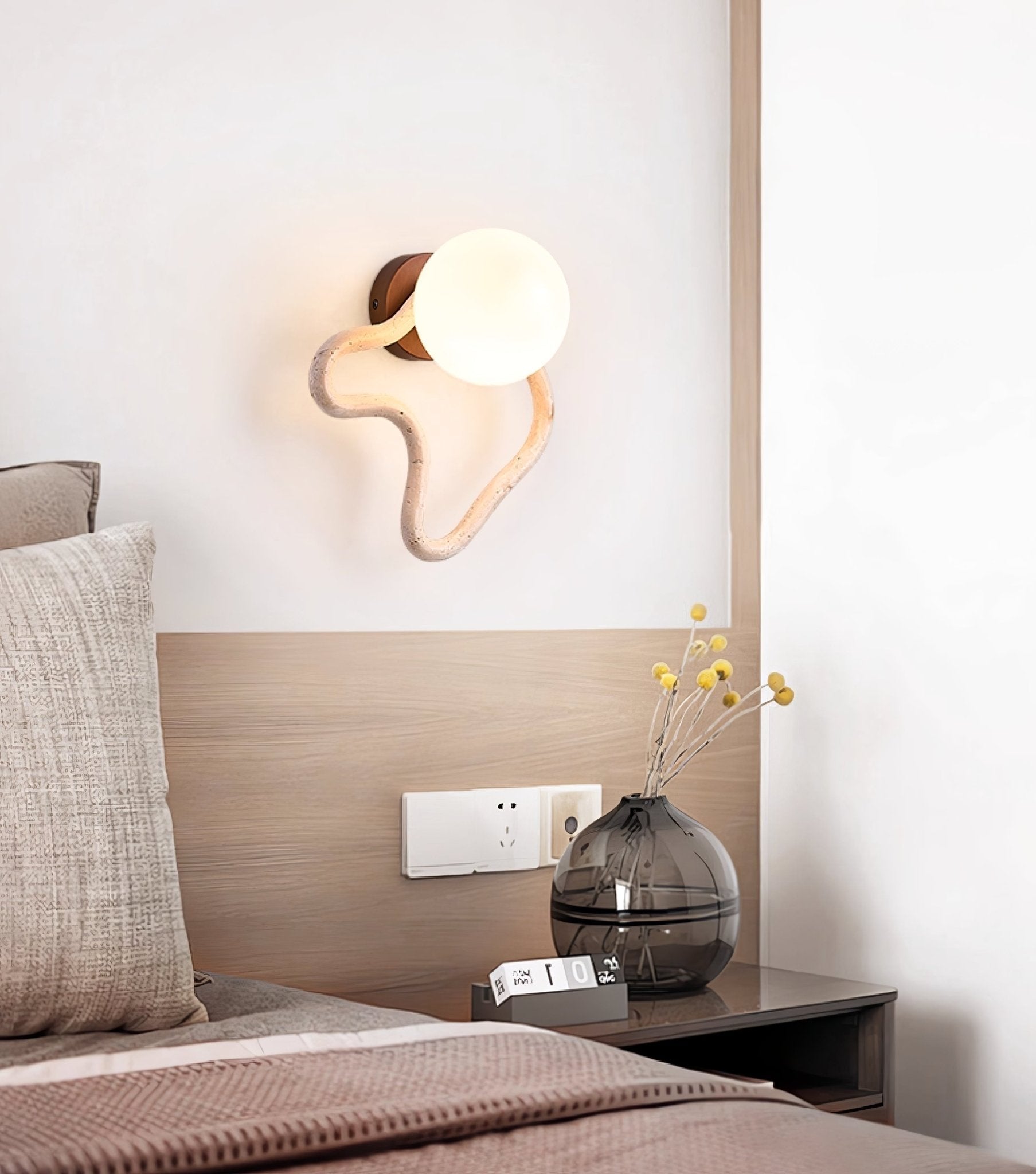 Cindor Travertine Wall Sconce-Neutral Decor