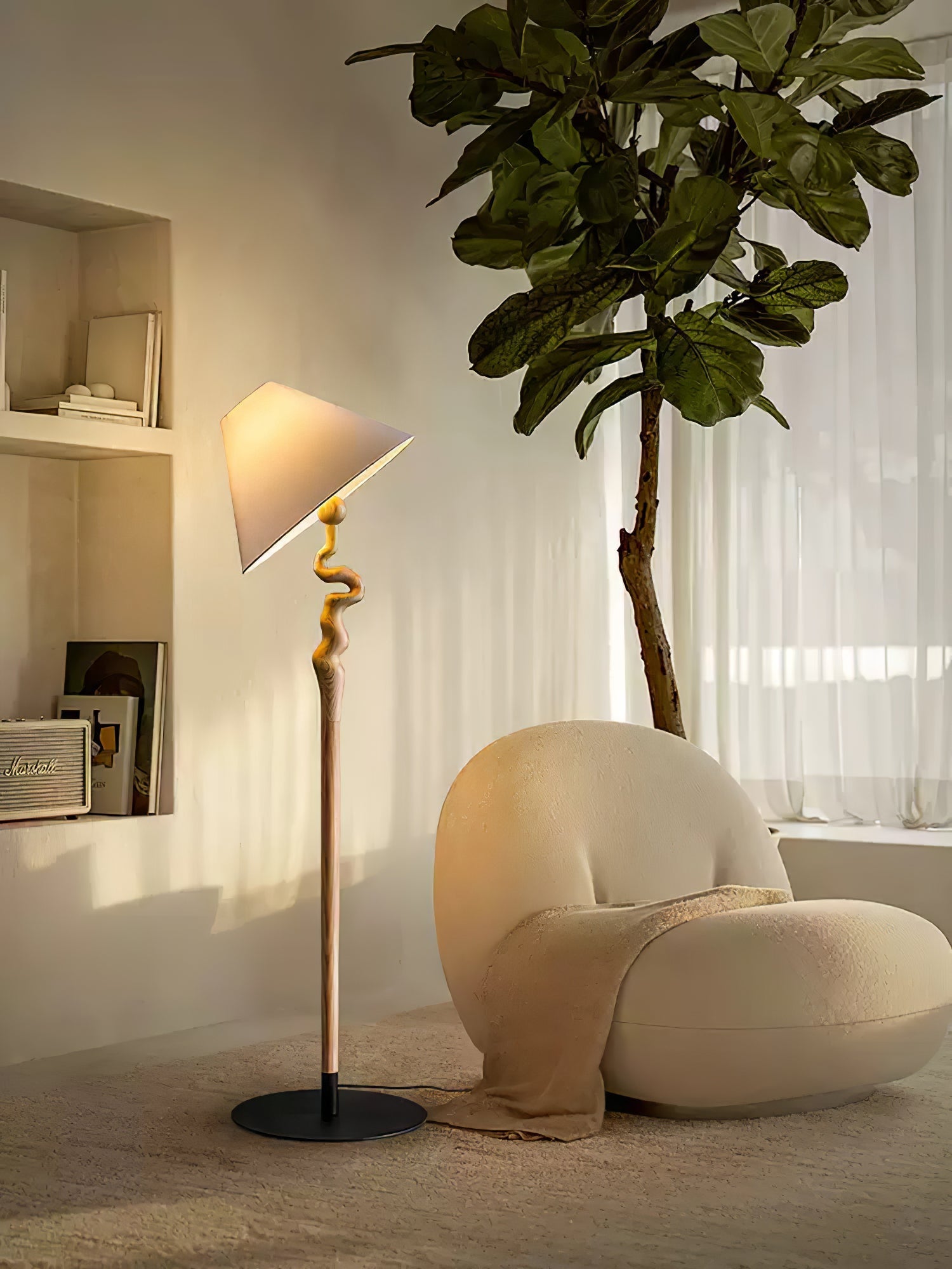 Avloril Artistic Wooden Floor Lamp-Neutral Decor