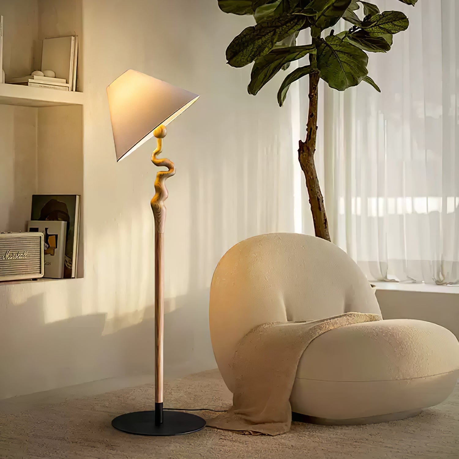 Avloril Artistic Wooden Floor Lamp-Neutral Decor