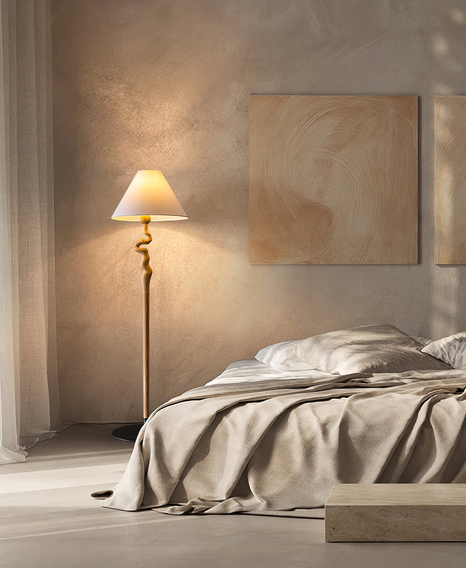 Avloril Artistic Wooden Floor Lamp-Neutral Decor
