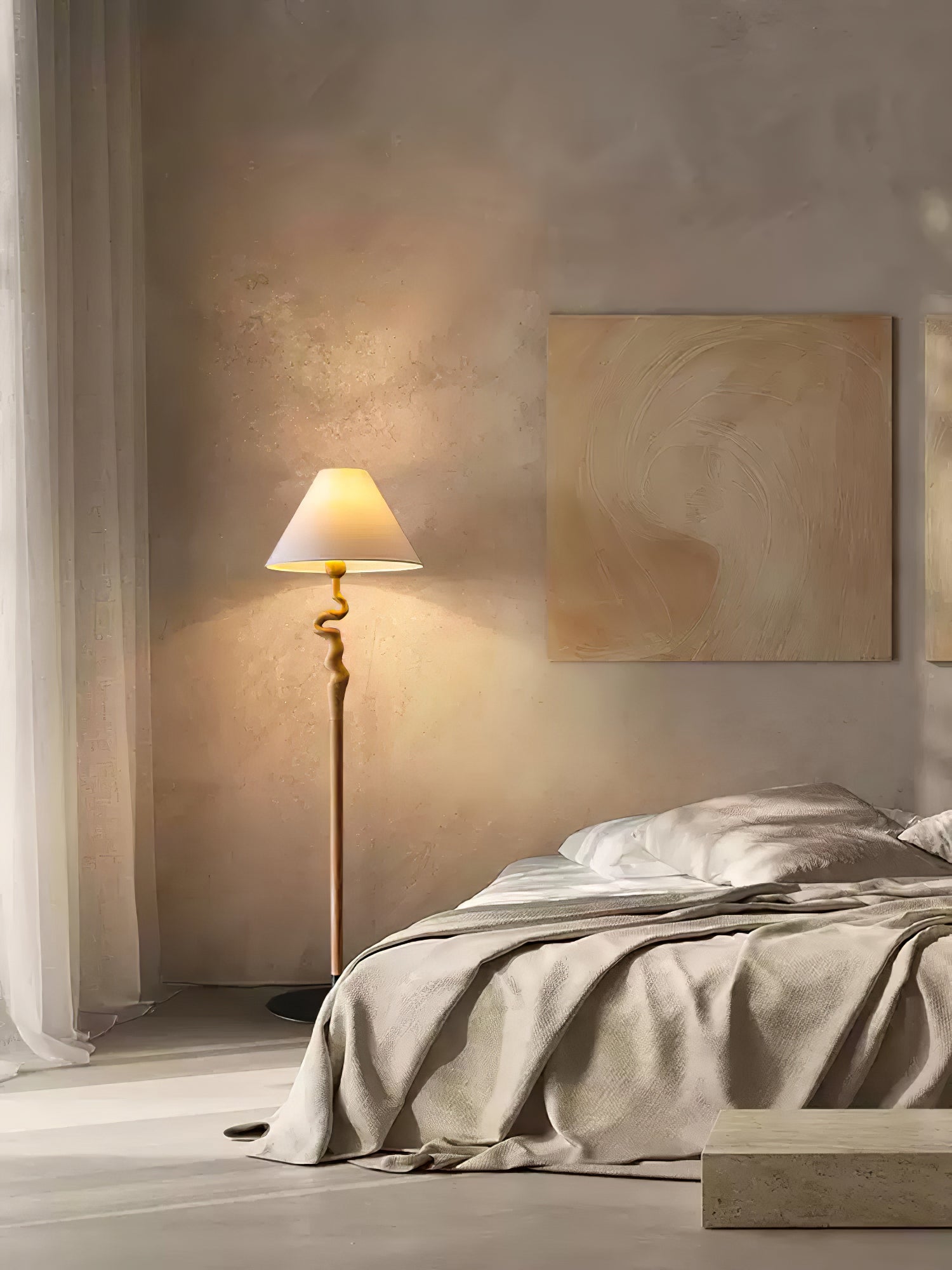 Avloril Artistic Wooden Floor Lamp-Neutral Decor