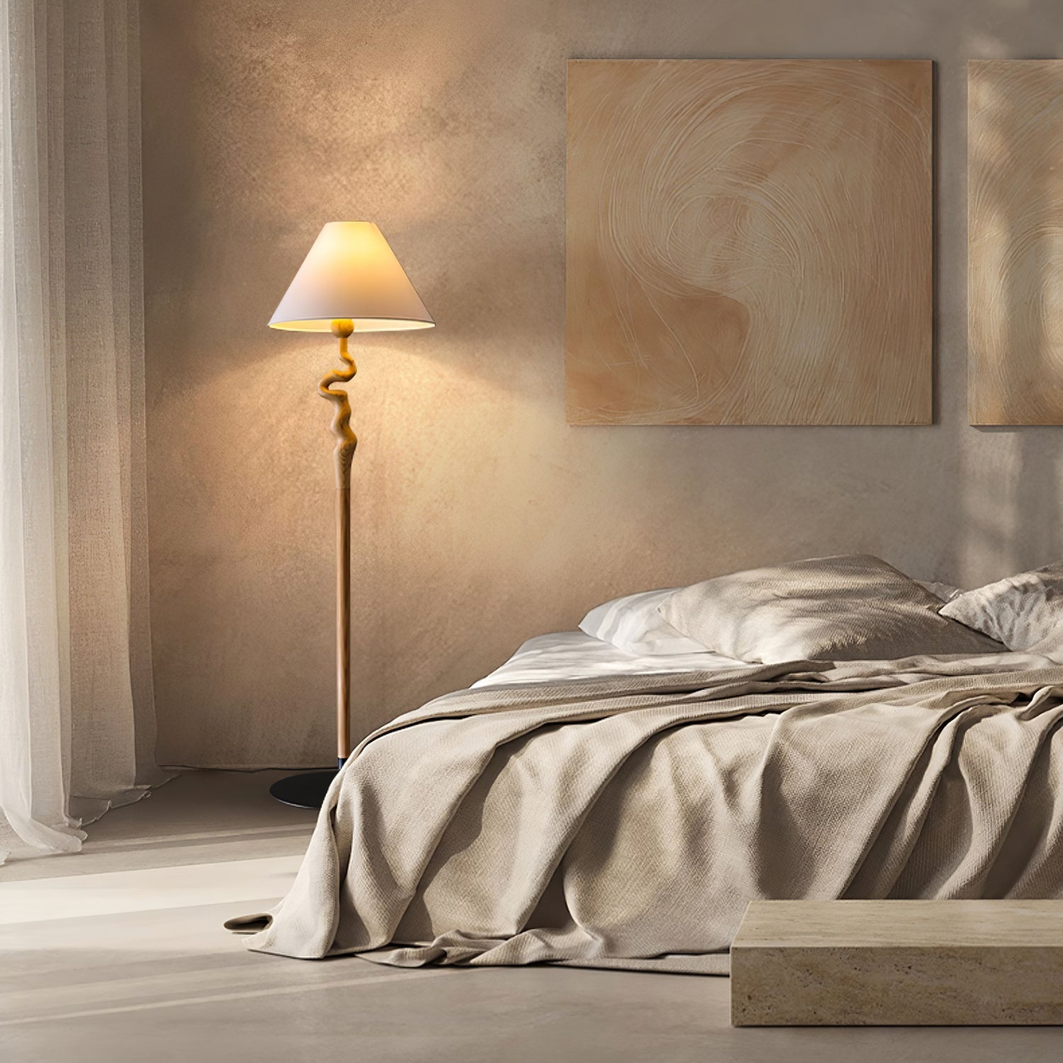 Avloril Artistic Wooden Floor Lamp-Neutral Decor