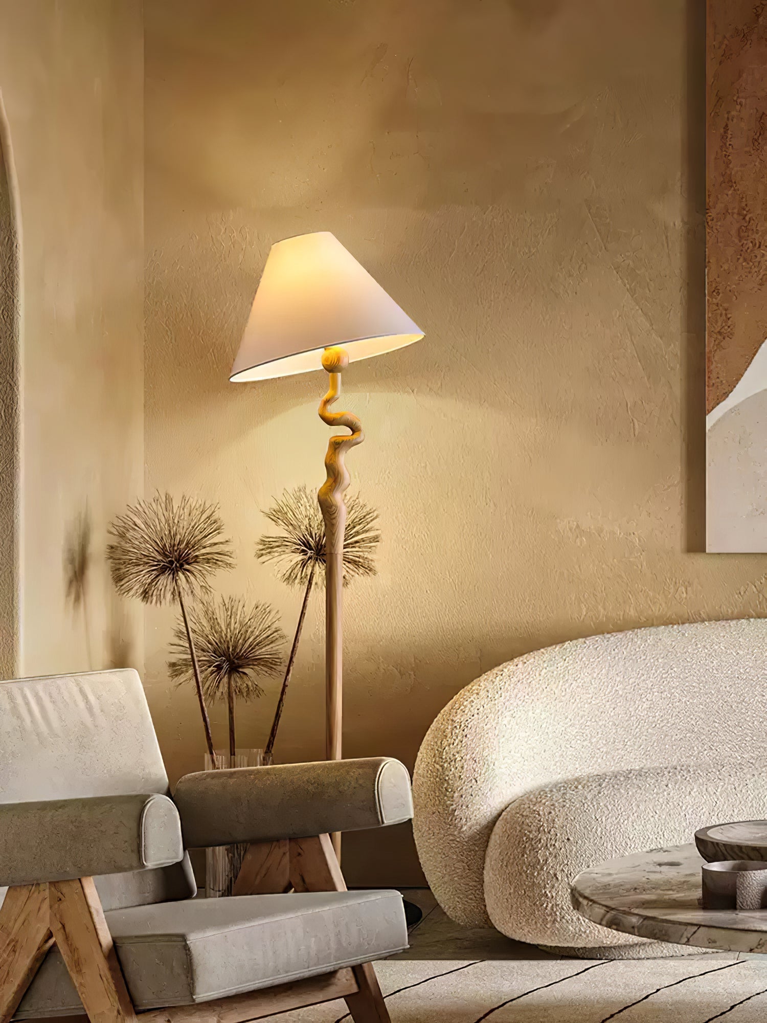 Avloril Artistic Wooden Floor Lamp-Neutral Decor