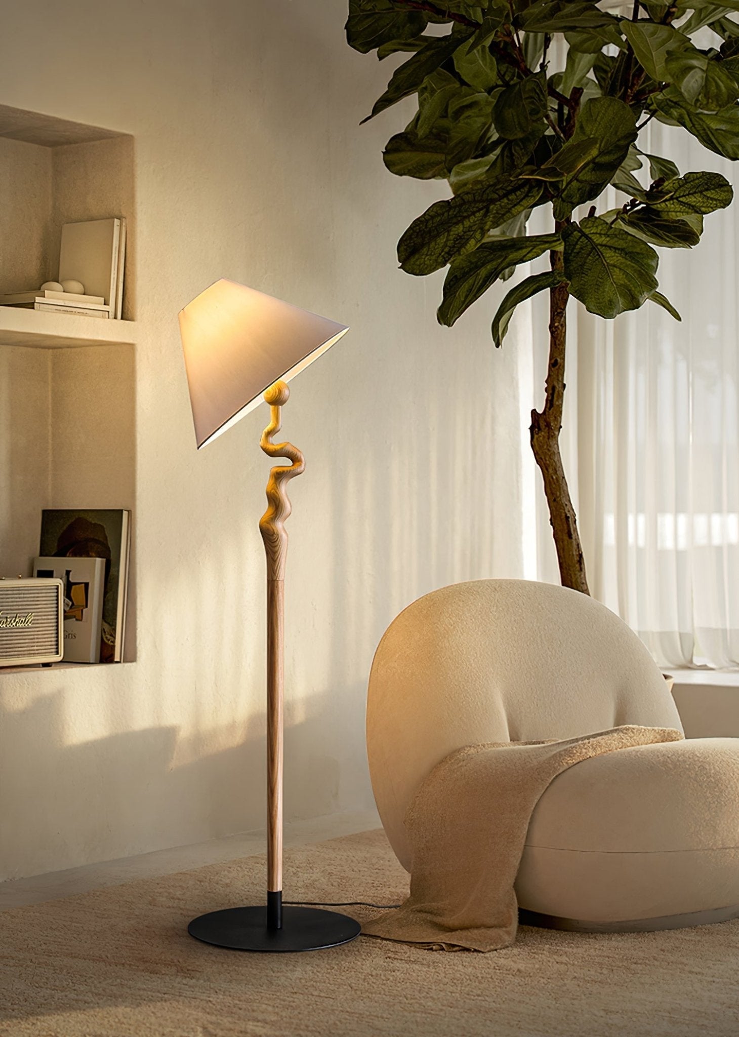 Avloril Artistic Wooden Floor Lamp-Neutral Decor